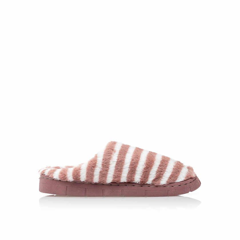 Papuci Roz cu blană cu dungi
