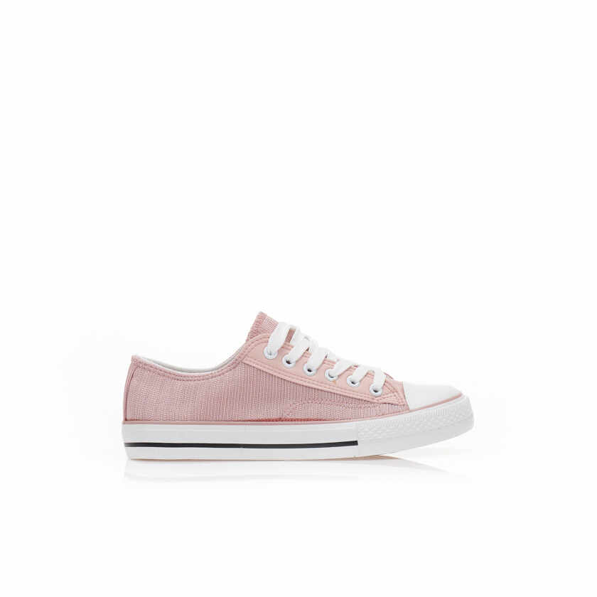 Pantofi sport Roz material textil cu imitație de piele detalii și șireturi