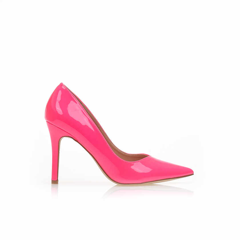 Pantofi cu tocuri Roz fosforescent lustrin vârf ascuțit