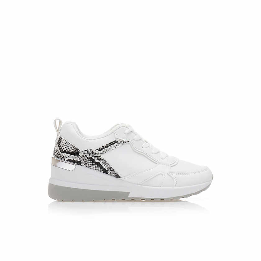 Pantofi sport Albi imitație piele cu animal print și detalii Argintiu pe spate.