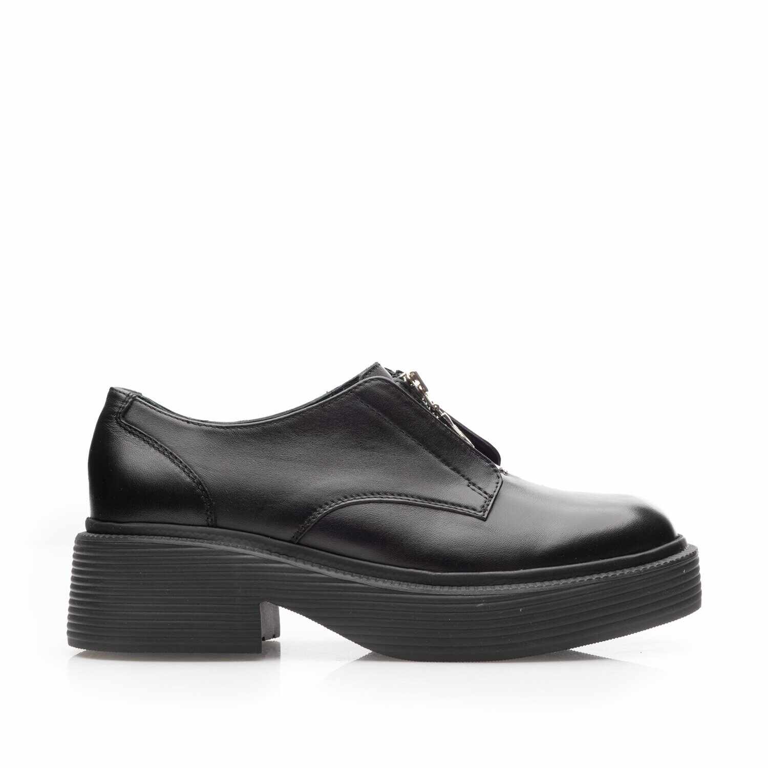 Pantofi casual damă din piele naturală, Leofex - 378 Negru Box