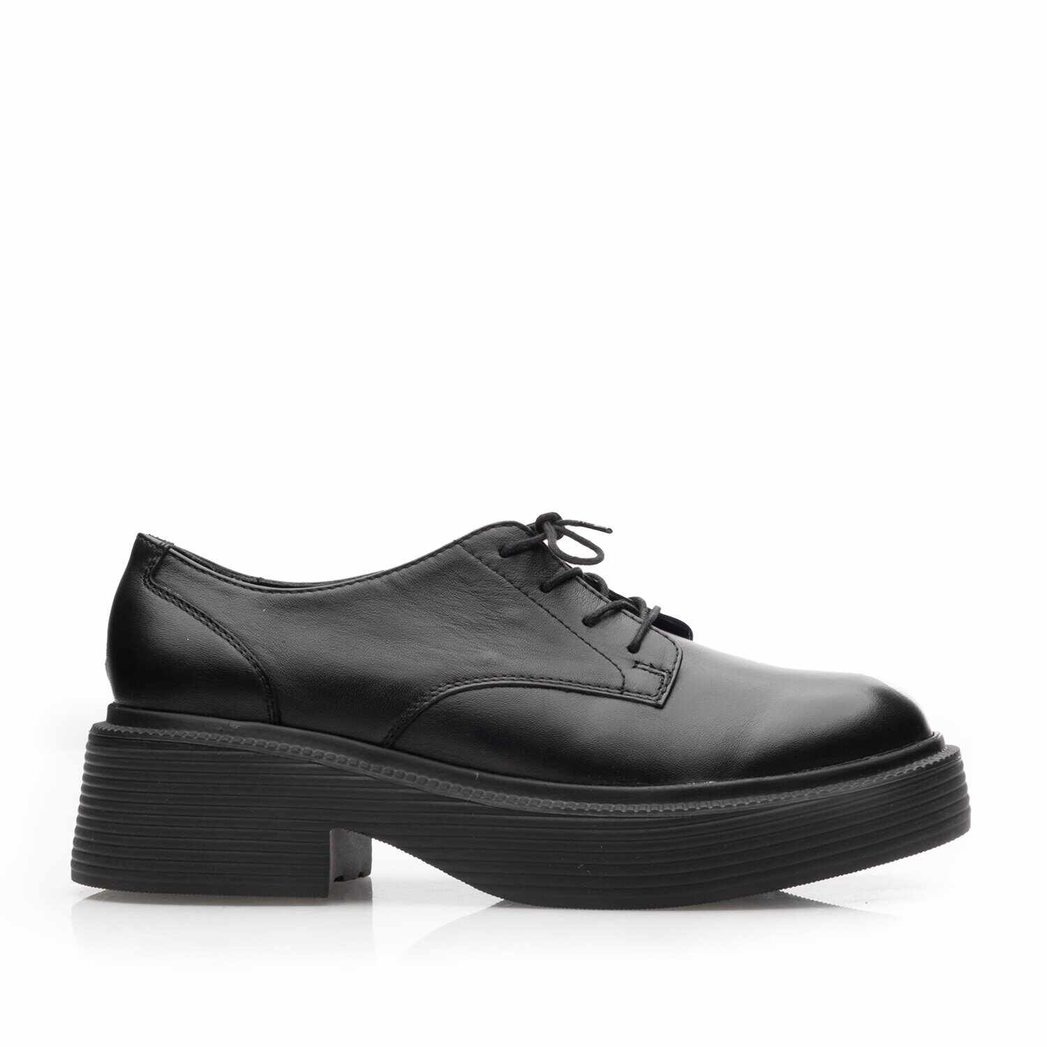 Pantofi casual damă din piele naturală, Leofex - 379 Negru Box
