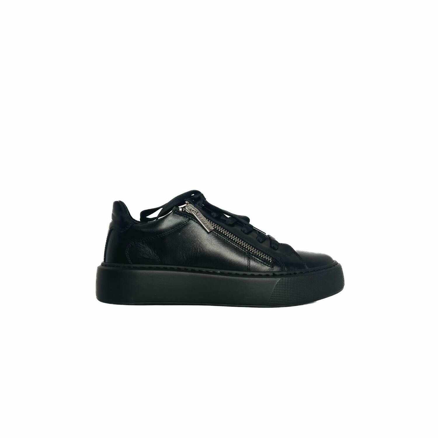 Sneakers damă din piele naturală, Leofex - Mostră LORA Negru Box