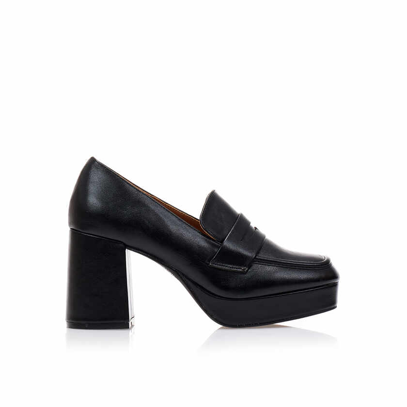 Pantofi cu tocuri Negri imitație de piele cu fiapa