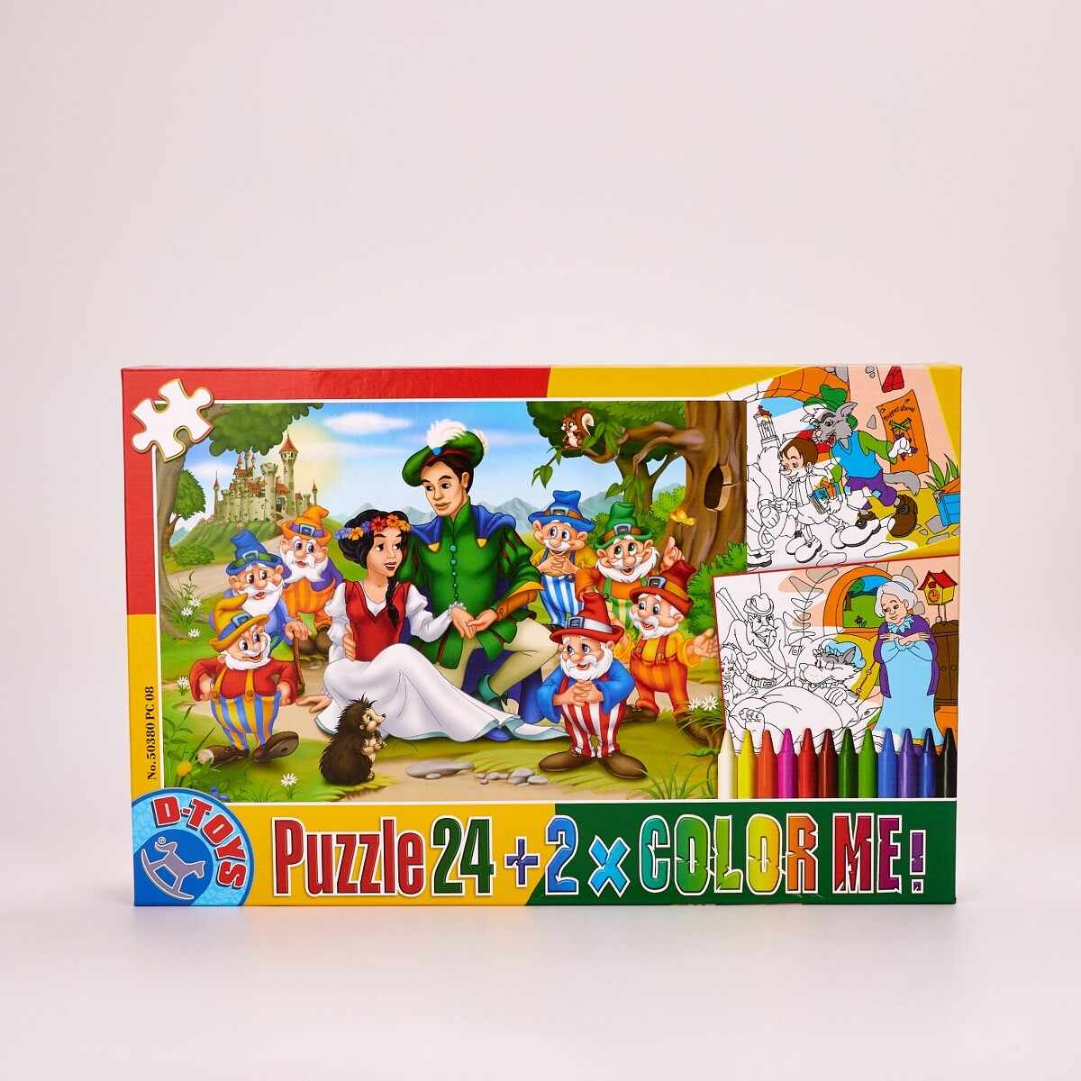 Set Puzzle 24 piese Alba Ca Zapada + 2 fișe de colorat și creioane colorate