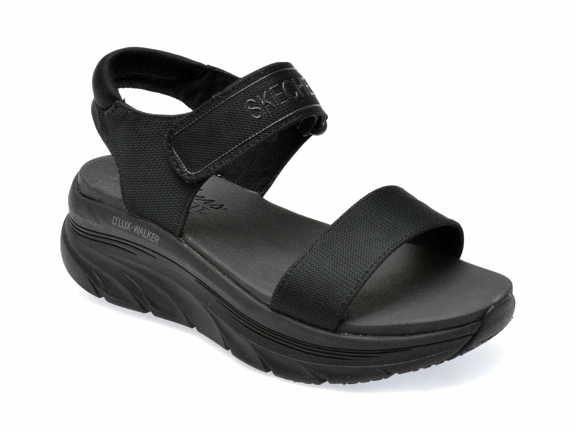 Sandale SKECHERS negre, D LUX WALKER, din material textil