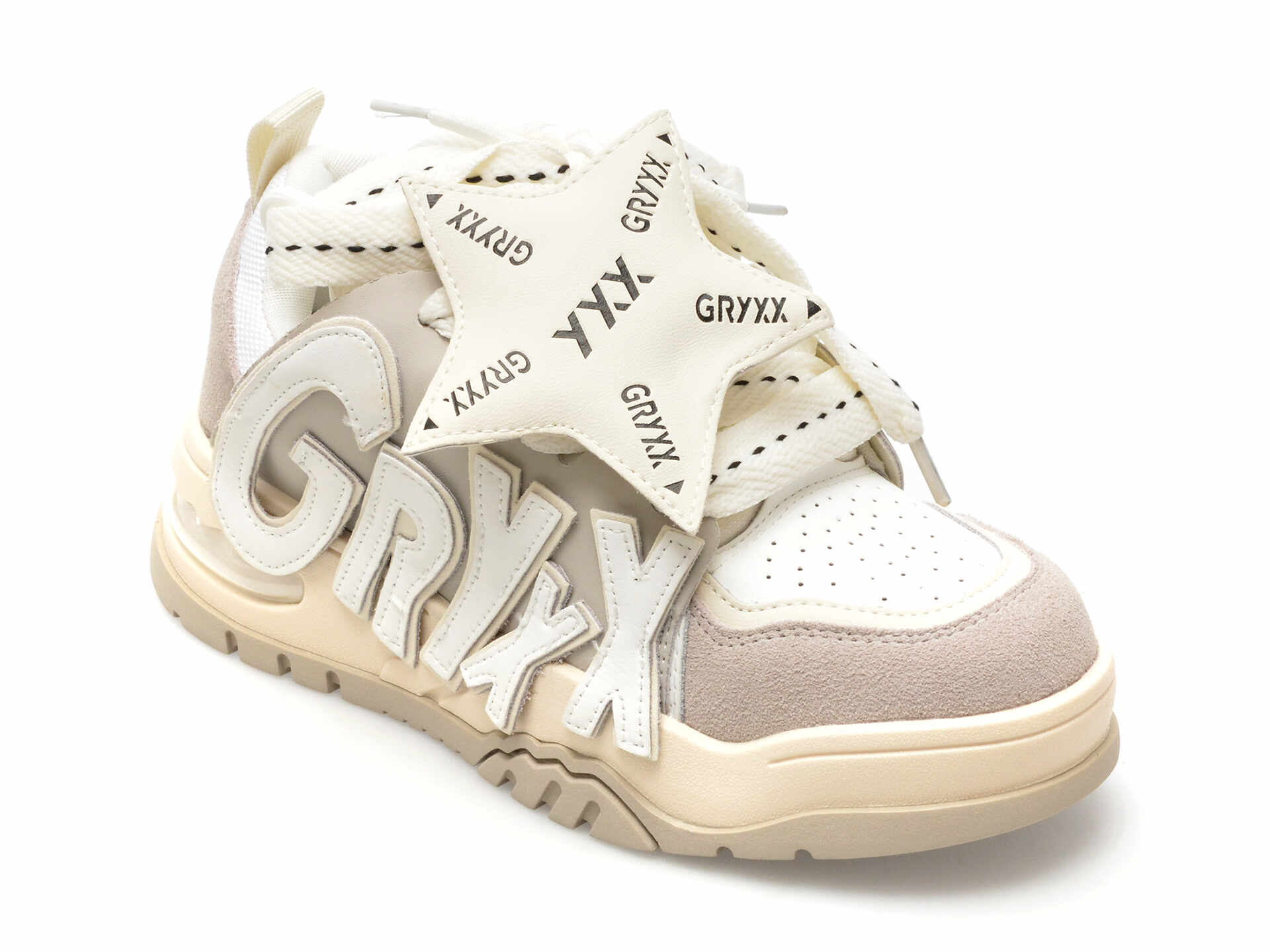 Pantofi GRYXX albi, 19616, din piele naturala