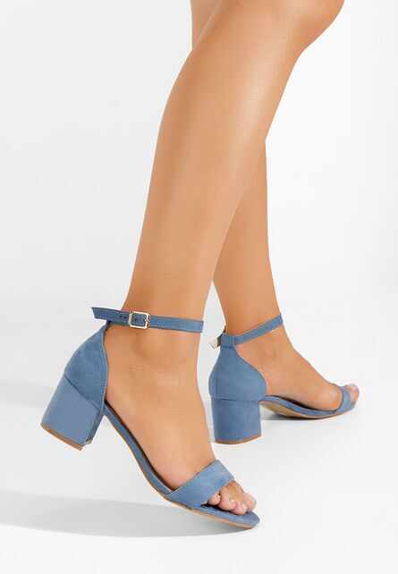 Sandale cu toc gros Lilea albastre