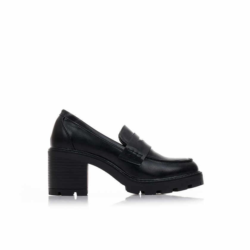 Pantofi cu tocuri loafers Negru imitație de piele