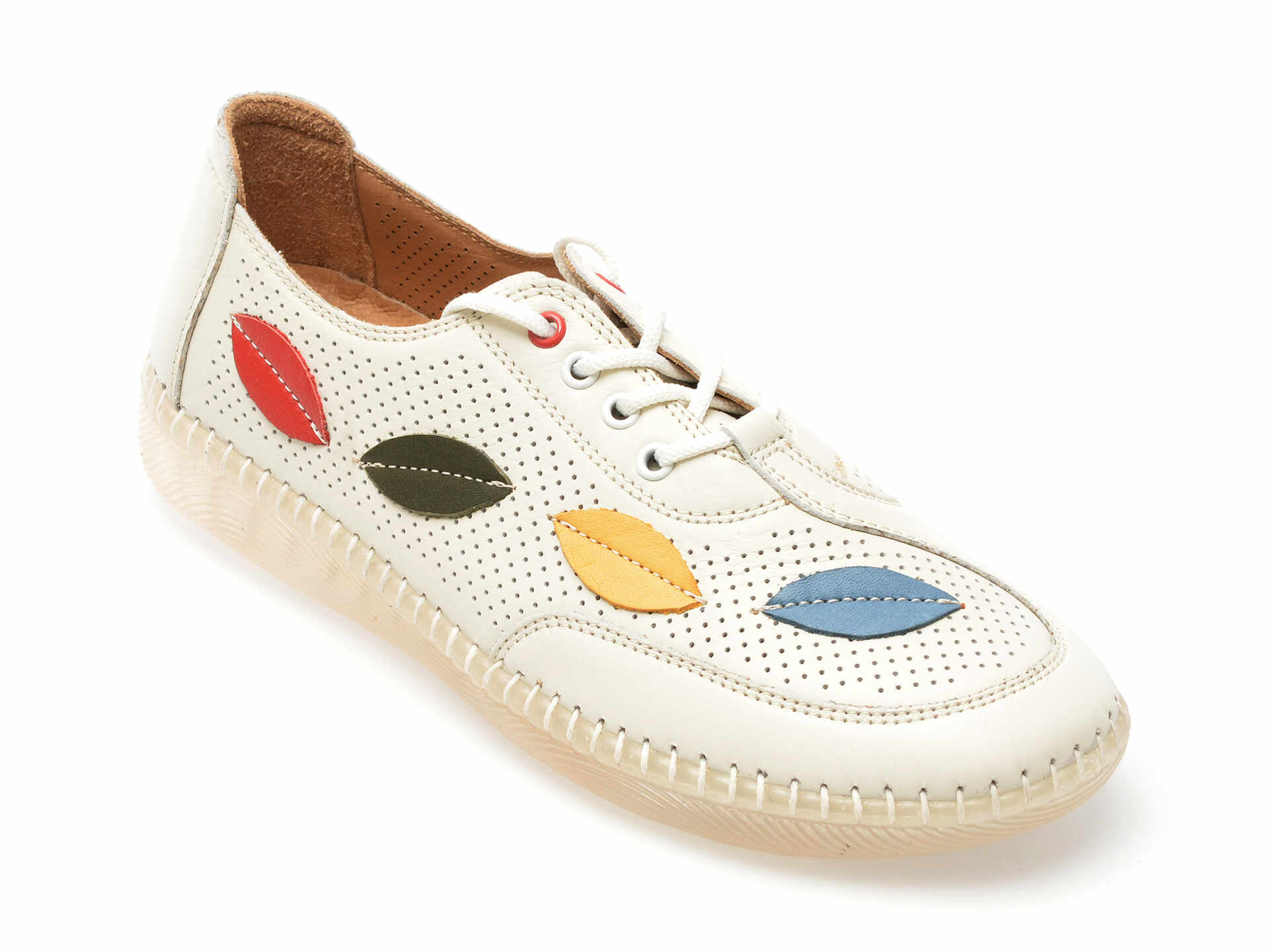 Pantofi OZIYS albi, 22110, din piele naturala