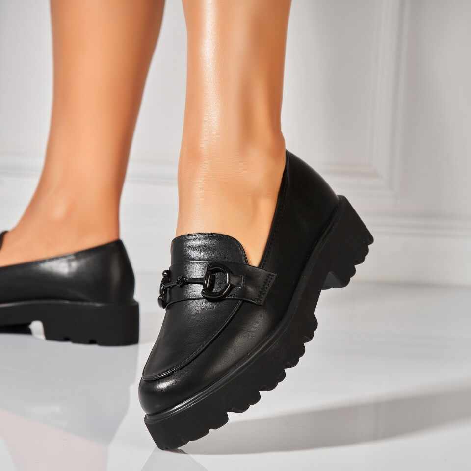 Pantofi dama casual Negri din Piele Ecologica Amias