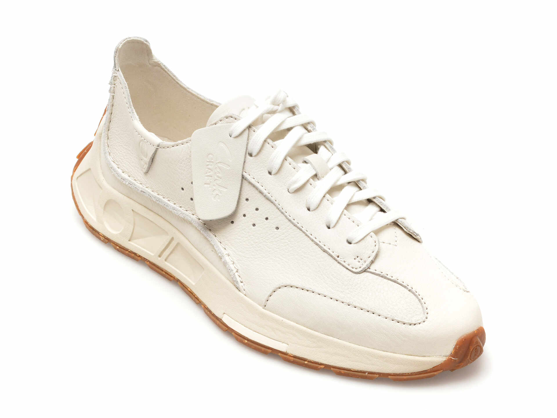 Pantofi casual CLARKS albi, CRAFT SPEED, din piele naturala