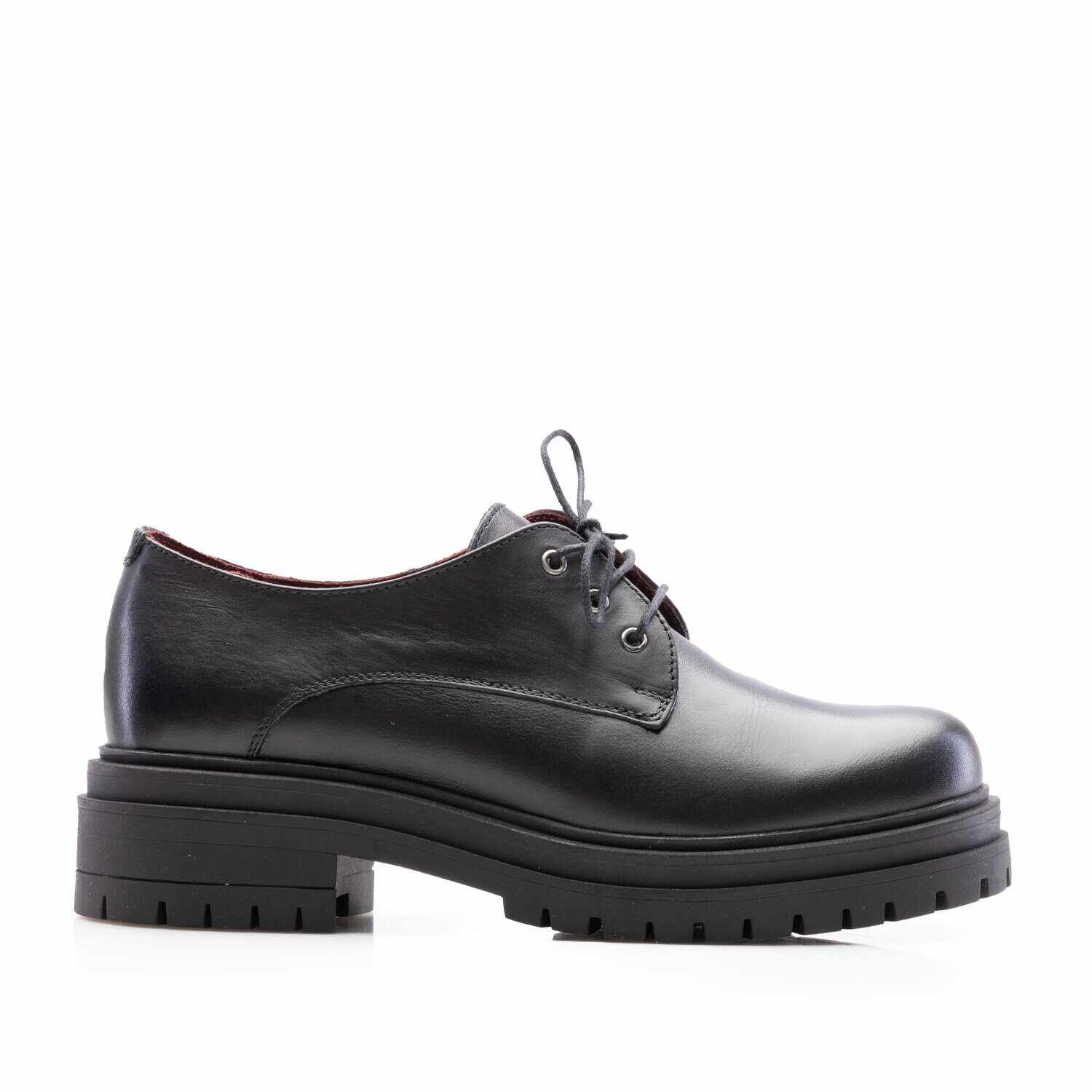 Pantofi casual damă din piele naturală,Leofex - 347-1 Negru Box