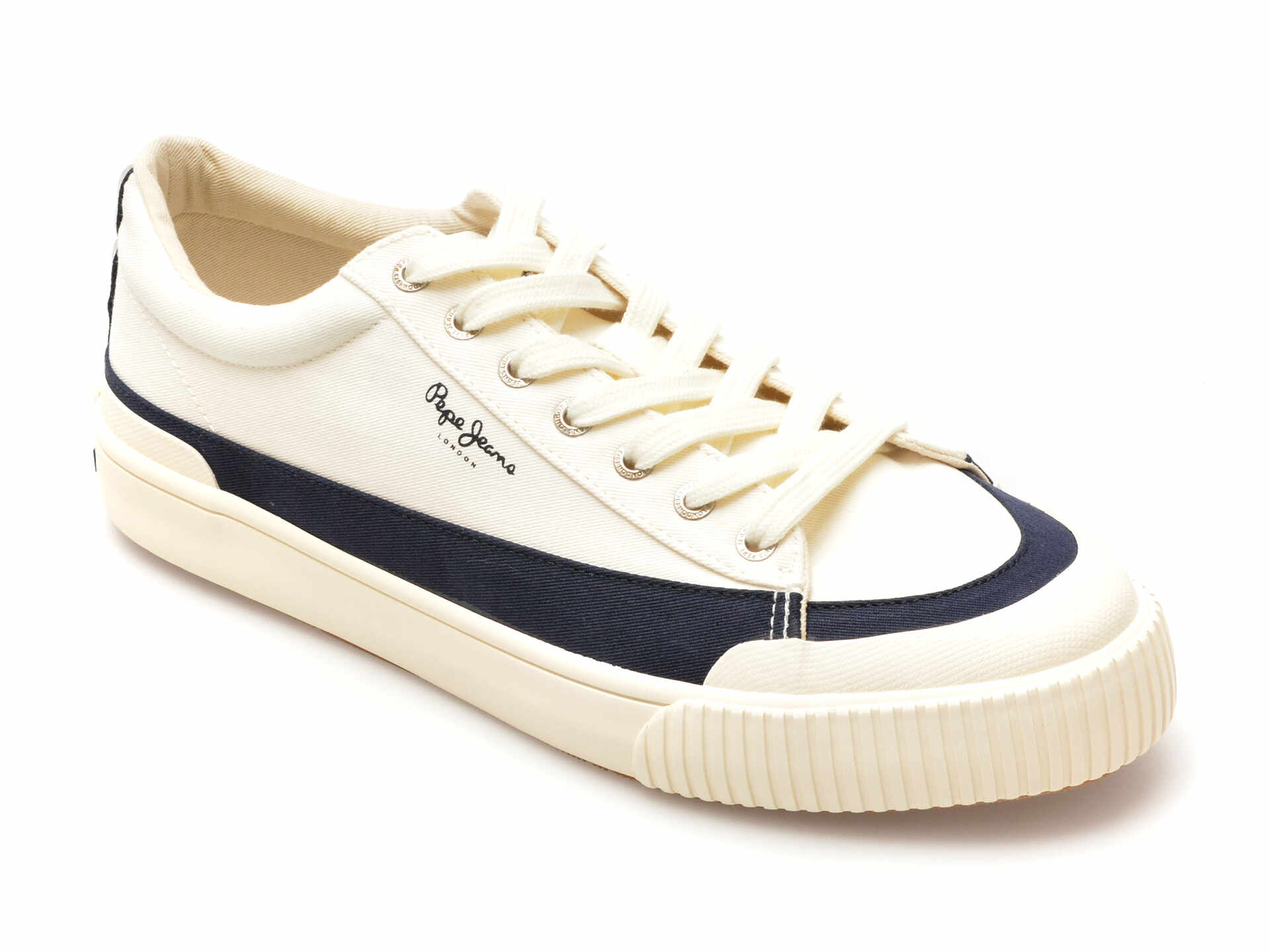 Pantofi casual PEPE JEANS albi, BEN BAND, din material textil