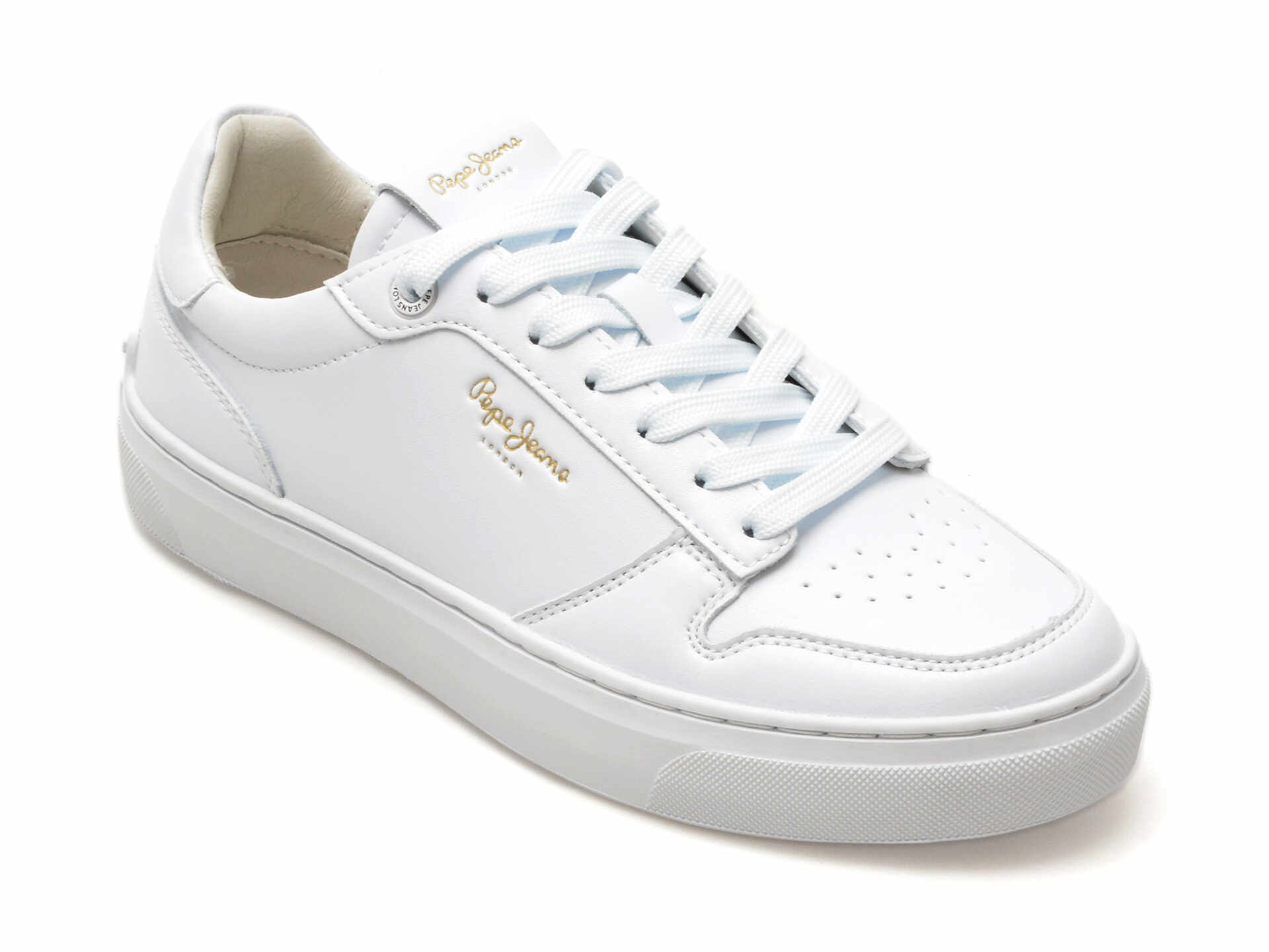 Pantofi casual PEPE JEANS albi, CAMDEN SUPRA, din piele naturala