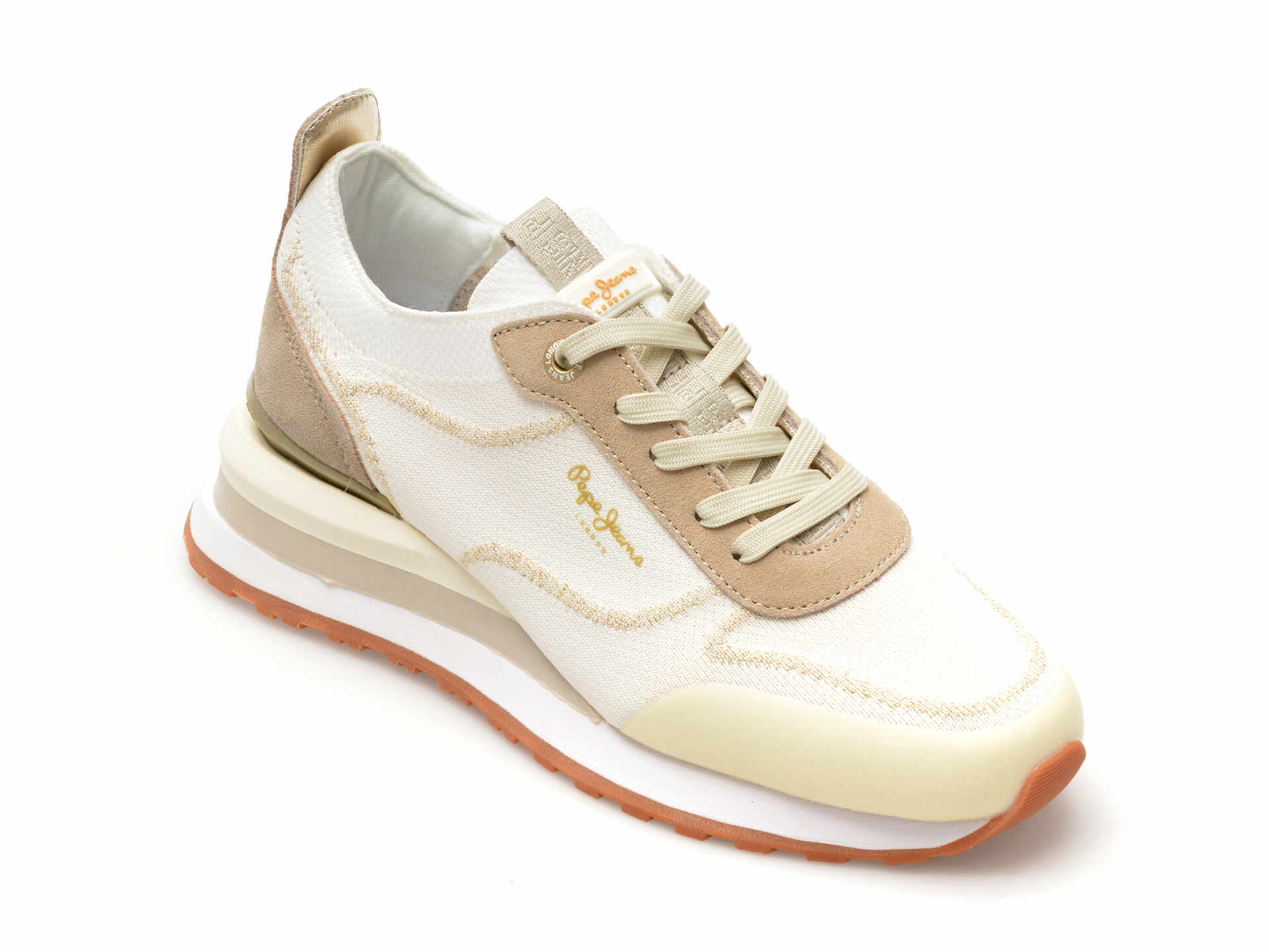 Pantofi sport PEPE JEANS albi, BLUR RIND, din material textil