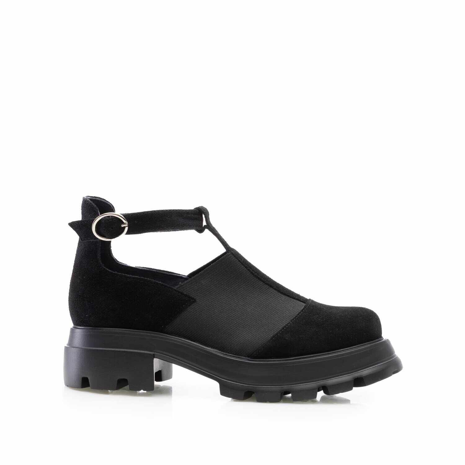 Pantofi casual decupați damă din piele naturală, Leofex - 038 Negru Velur