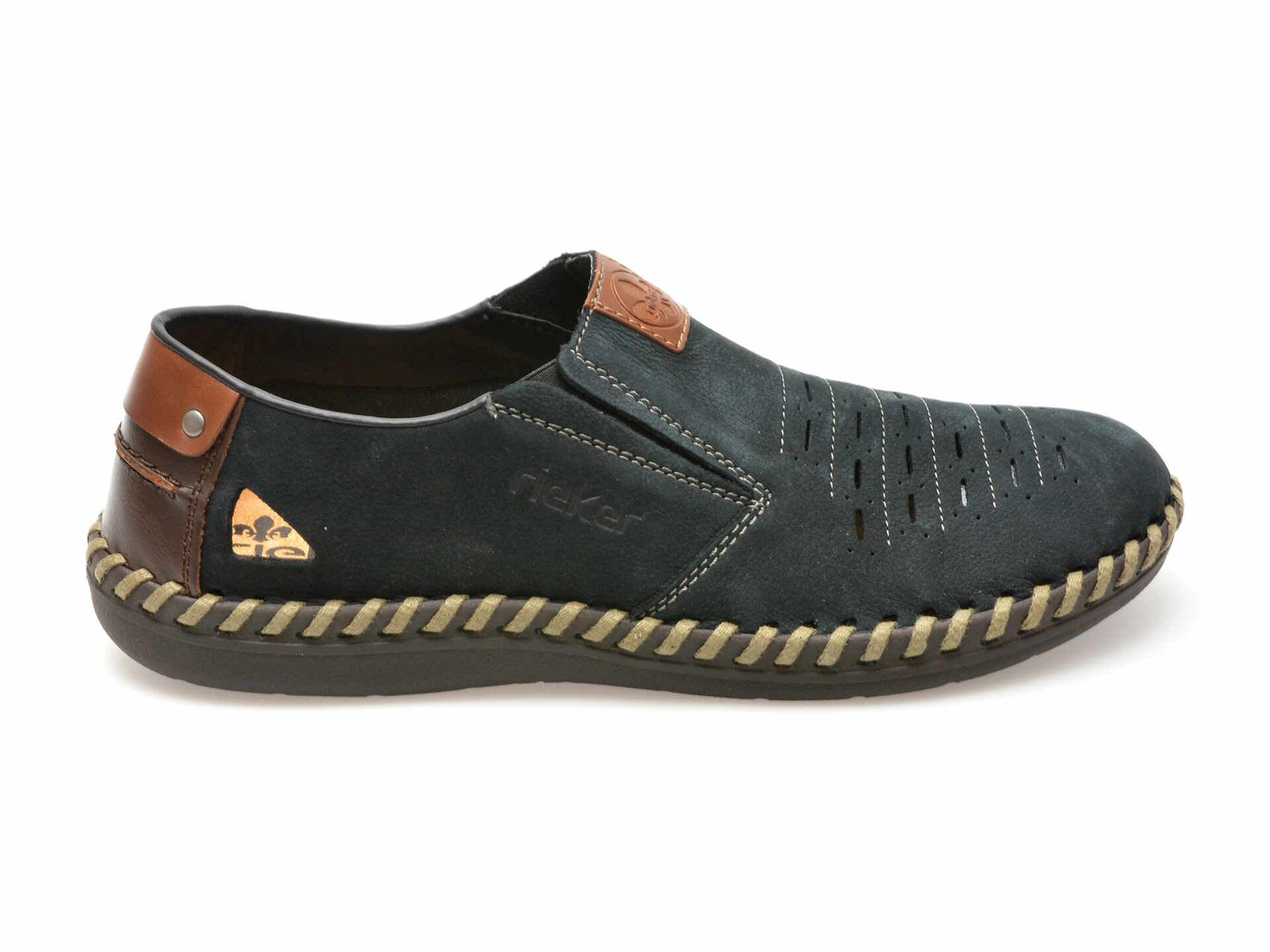 Pantofi casual RIEKER bleumarin, B24571, din piele naturala
