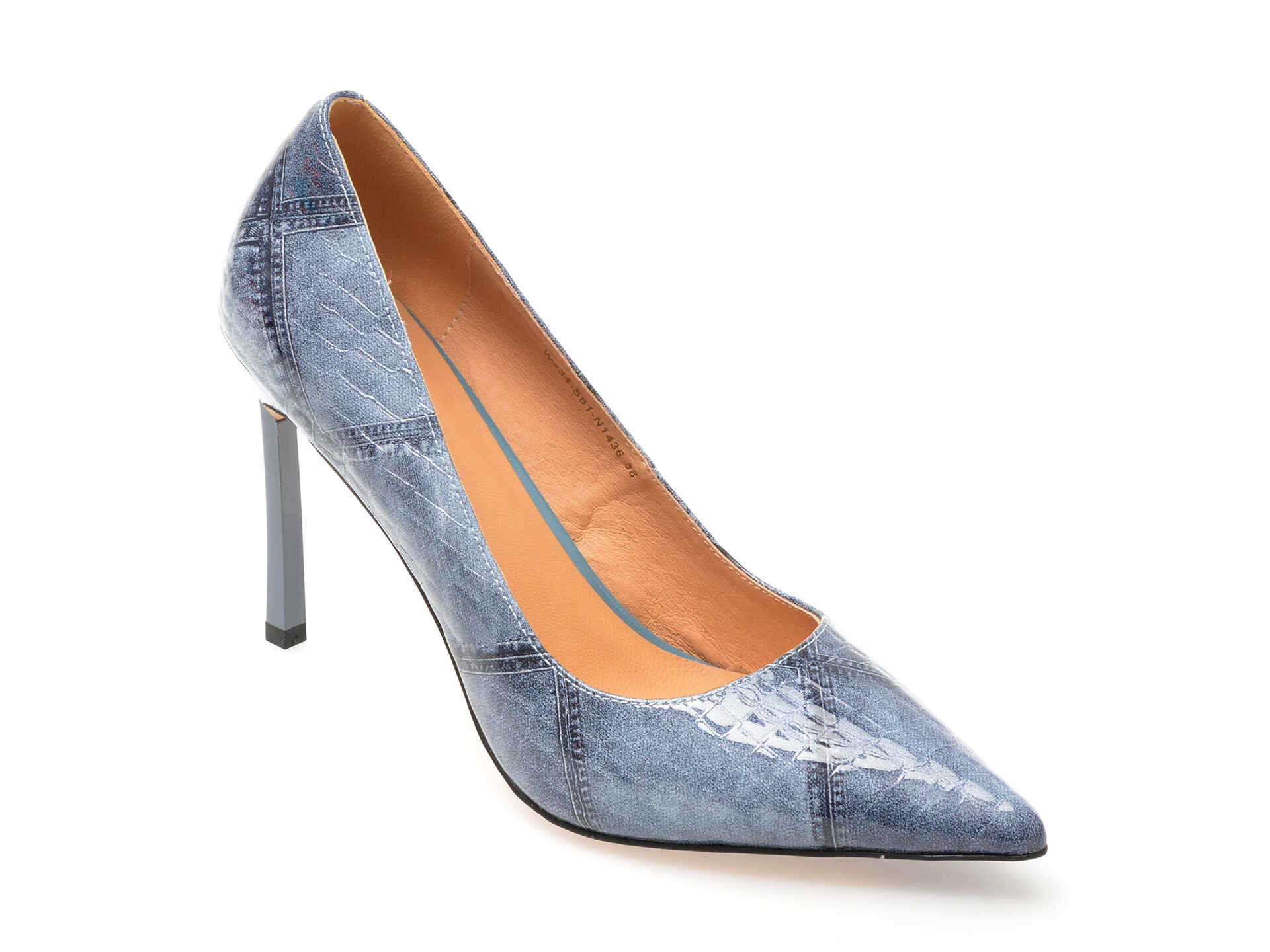 Pantofi eleganti EPICA albastri, S61, din piele naturala lacuita