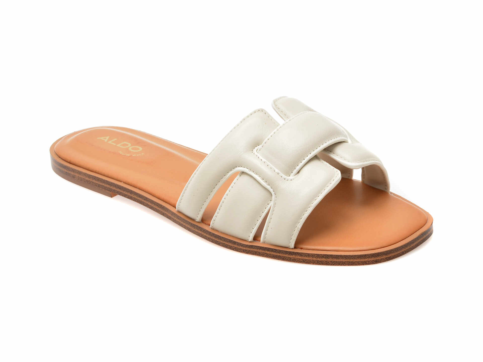 Papuci casual ALDO albi, ELENAA1211, din piele naturala