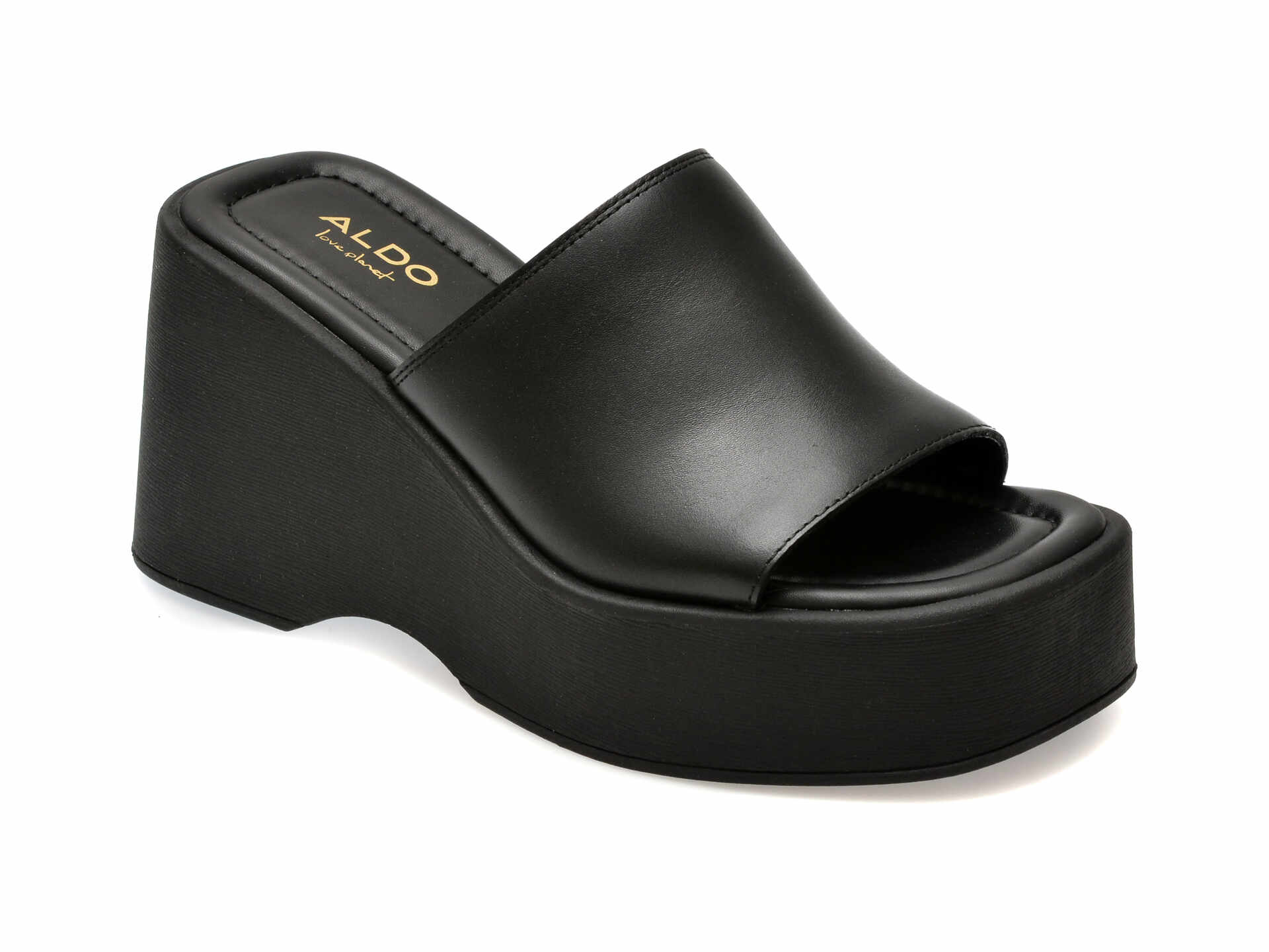 Papuci casual ALDO negri, BETTA0011, din piele naturala