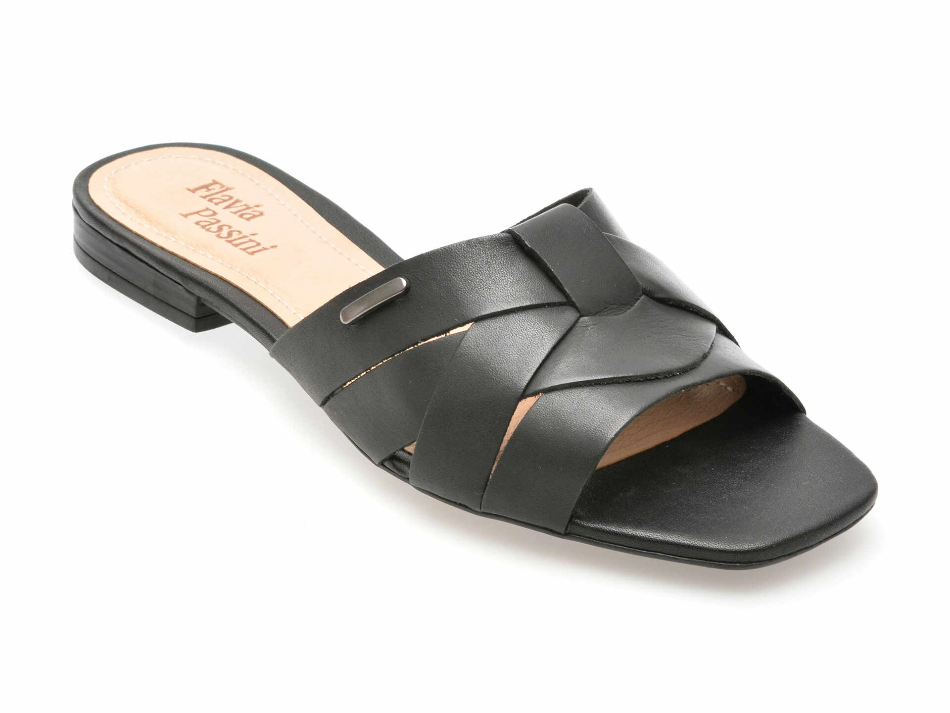 Papuci casual FLAVIA PASSINI negri, 356601, din piele naturala