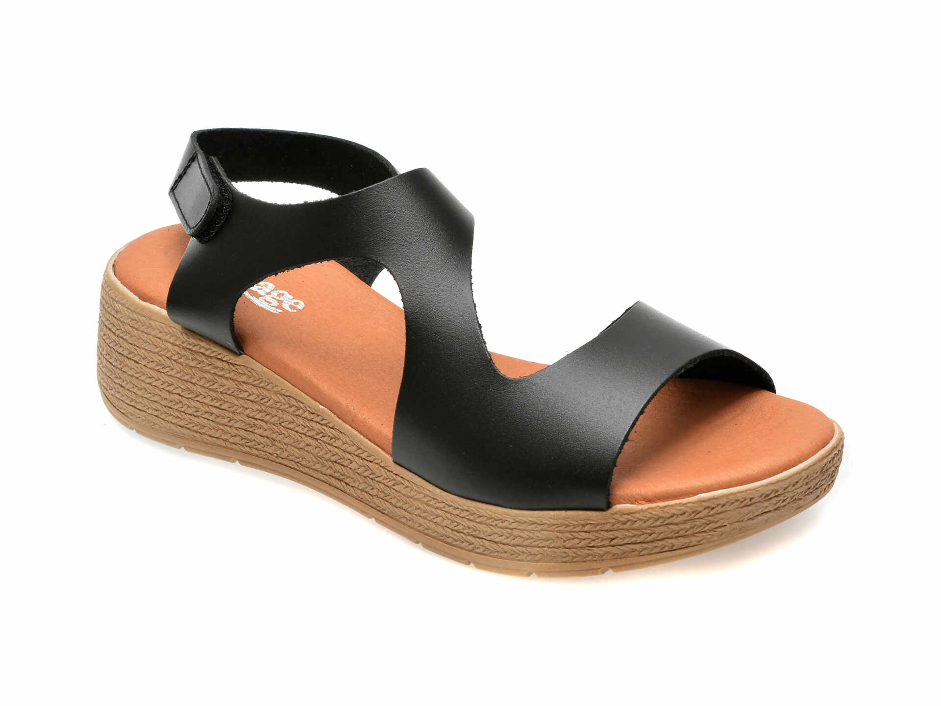 Sandale casual IMAGE negre, DUSAMBE, din piele naturala