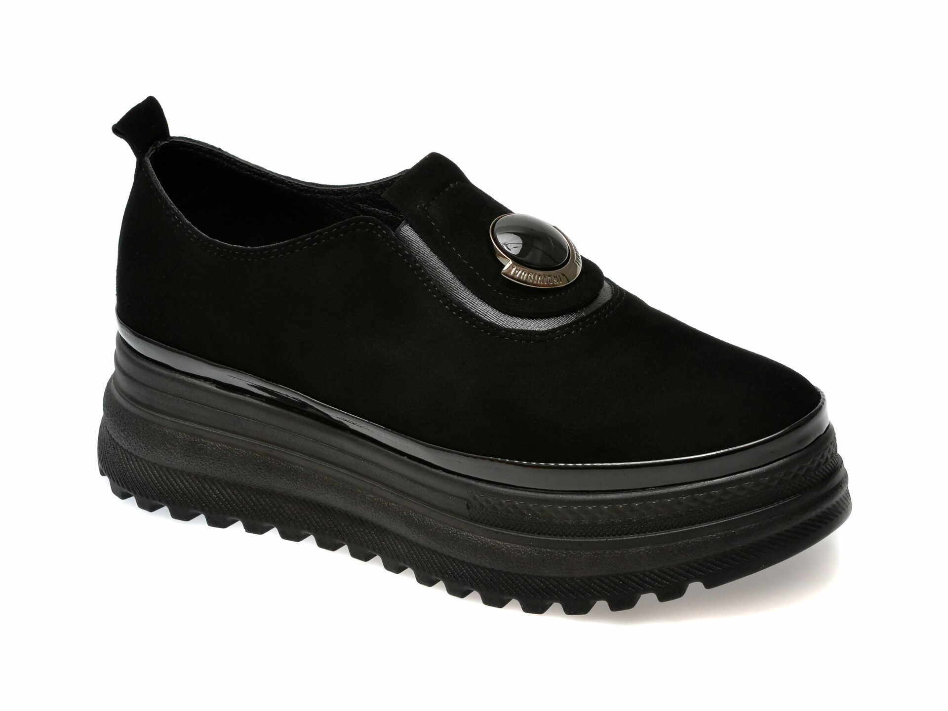 Pantofi casual EPICA negri, 387361B, din piele intoarsa