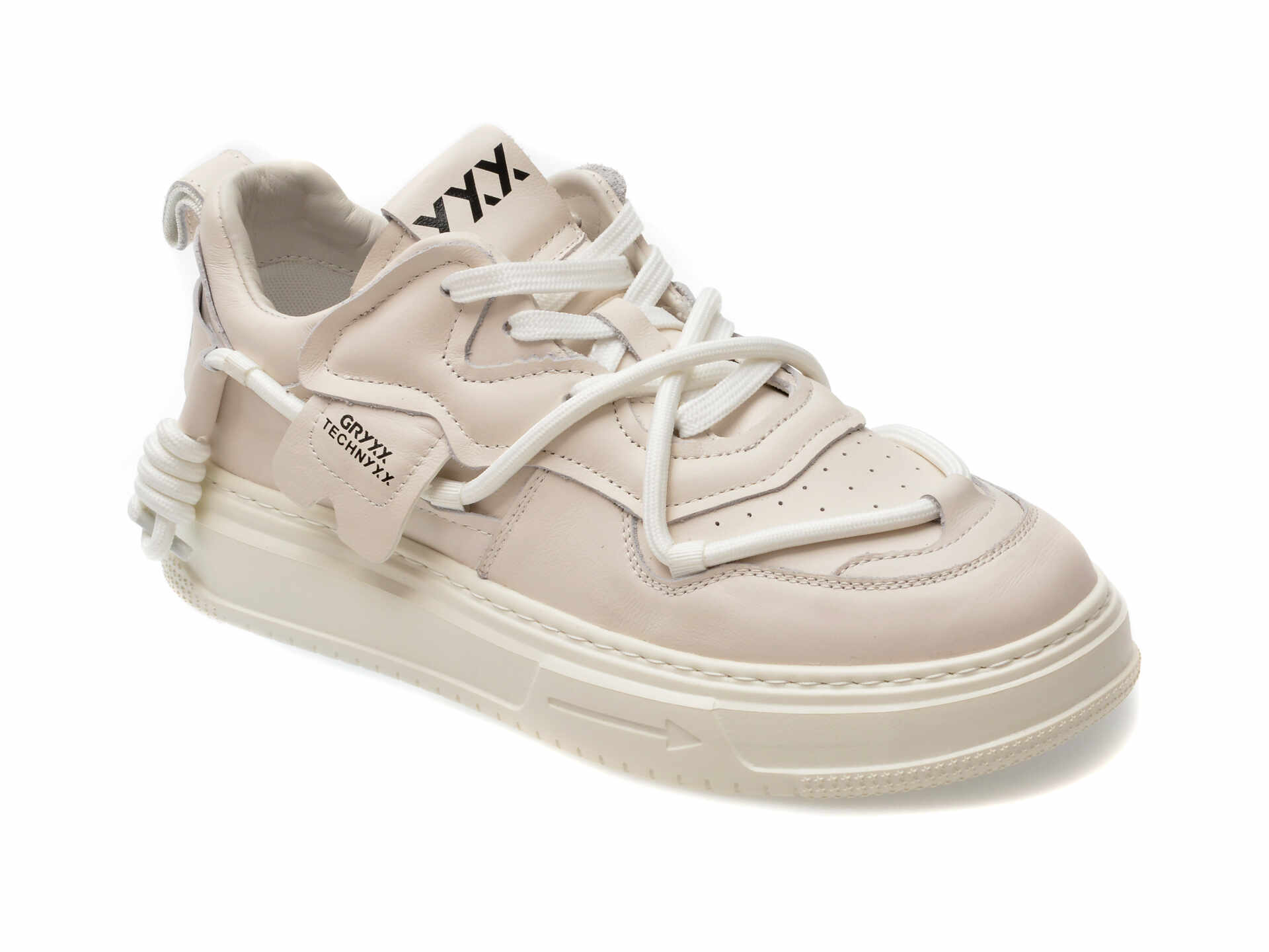Pantofi casual GRYXX albi, 13, din piele naturala