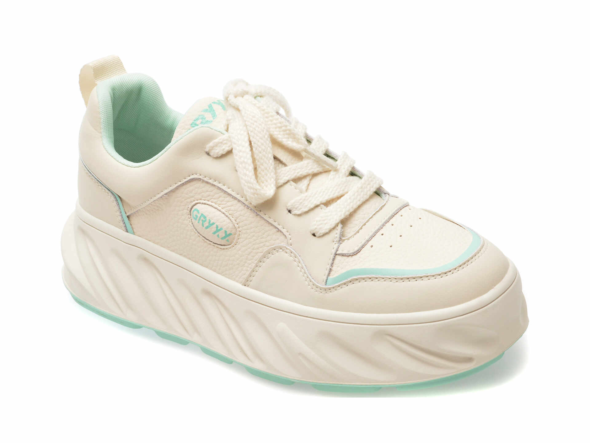 Pantofi casual GRYXX albi, 23078, din piele naturala
