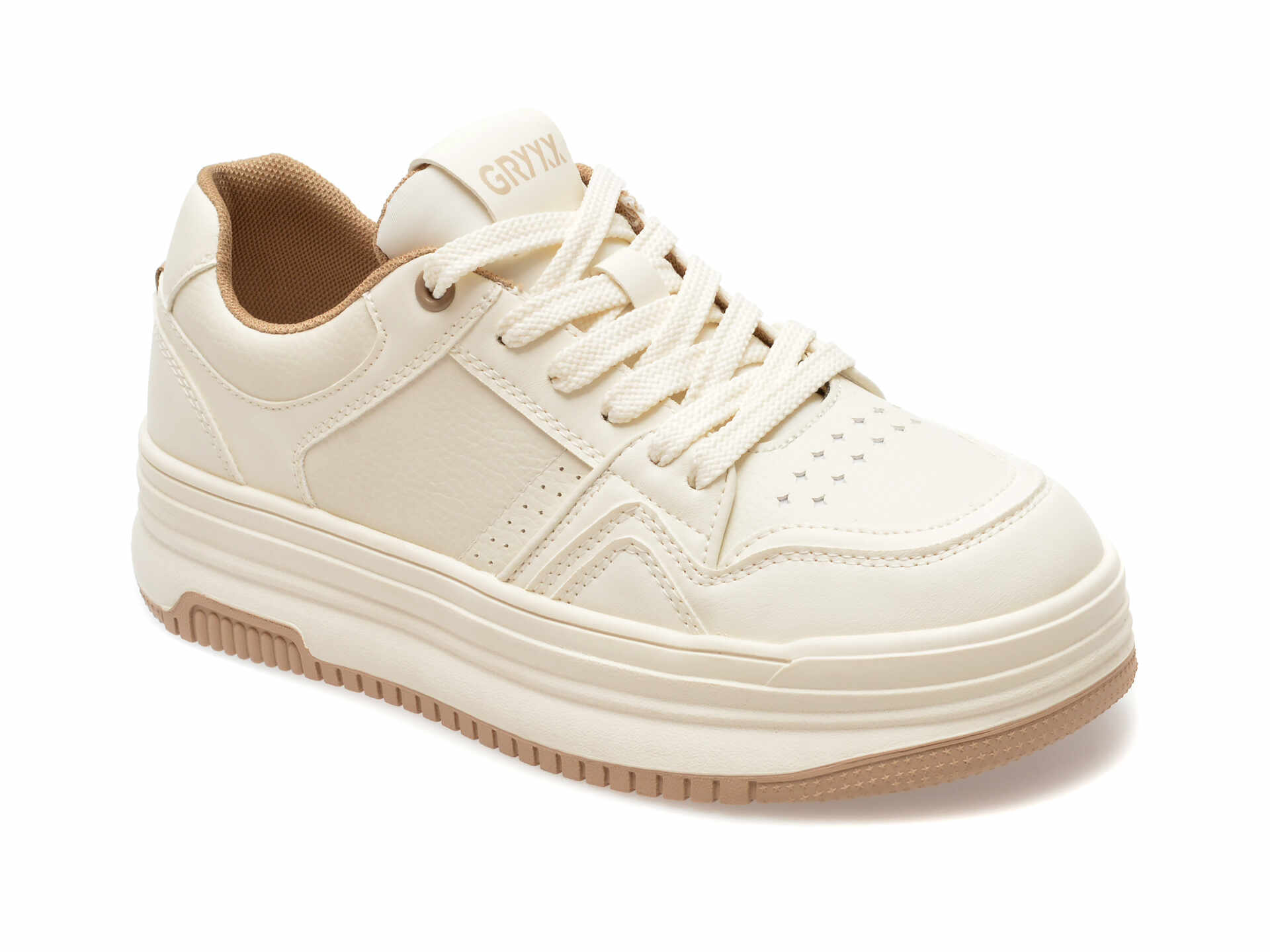 Pantofi casual GRYXX albi, 3A529, din piele naturala