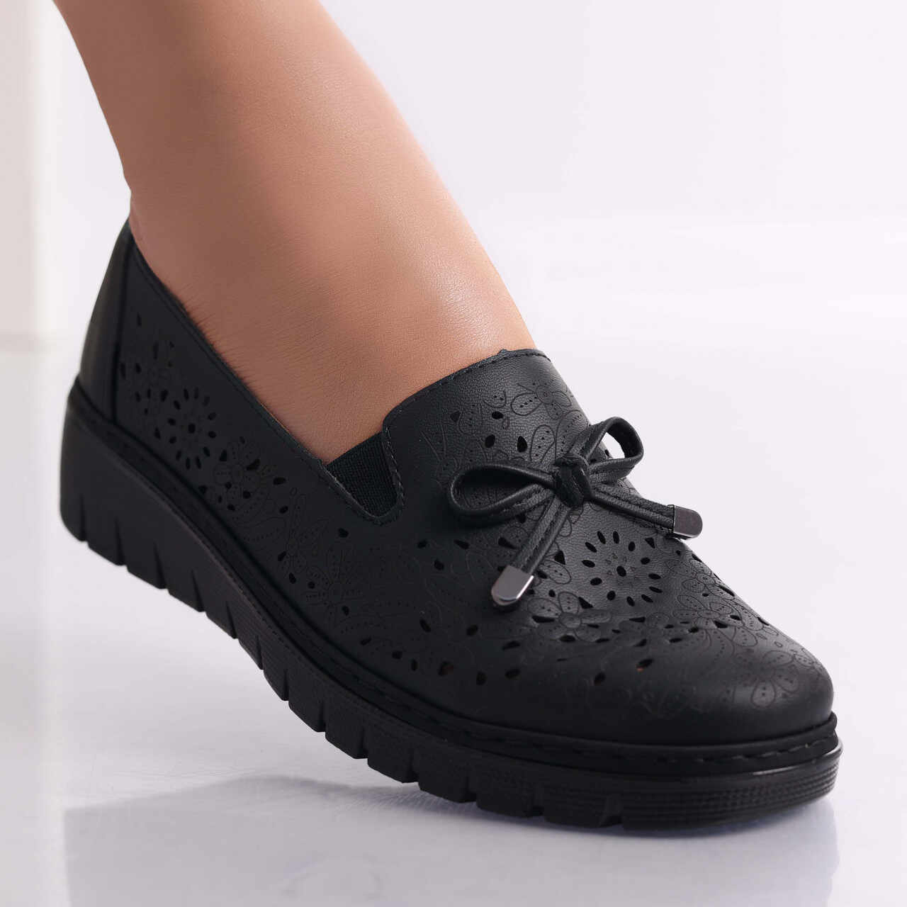 Pantofi dama casual Negri din Piele Ecologica Ailen