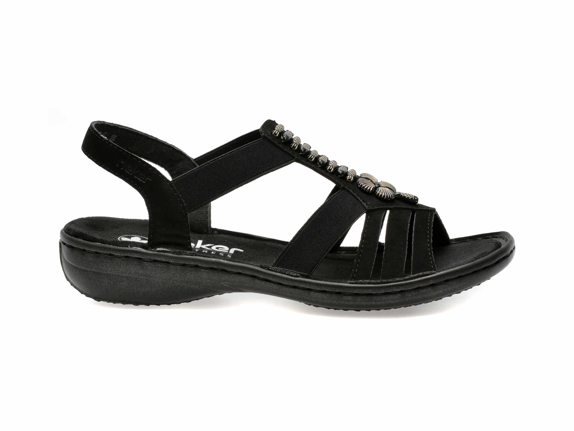 Sandale casual RIEKER negre, 60806, din piele ecologica