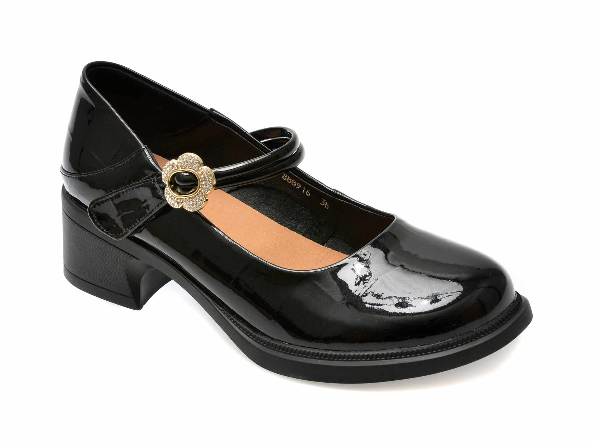 Pantofi casual FLAVIA PASSINI negri, 888916, din piele naturala lacuita