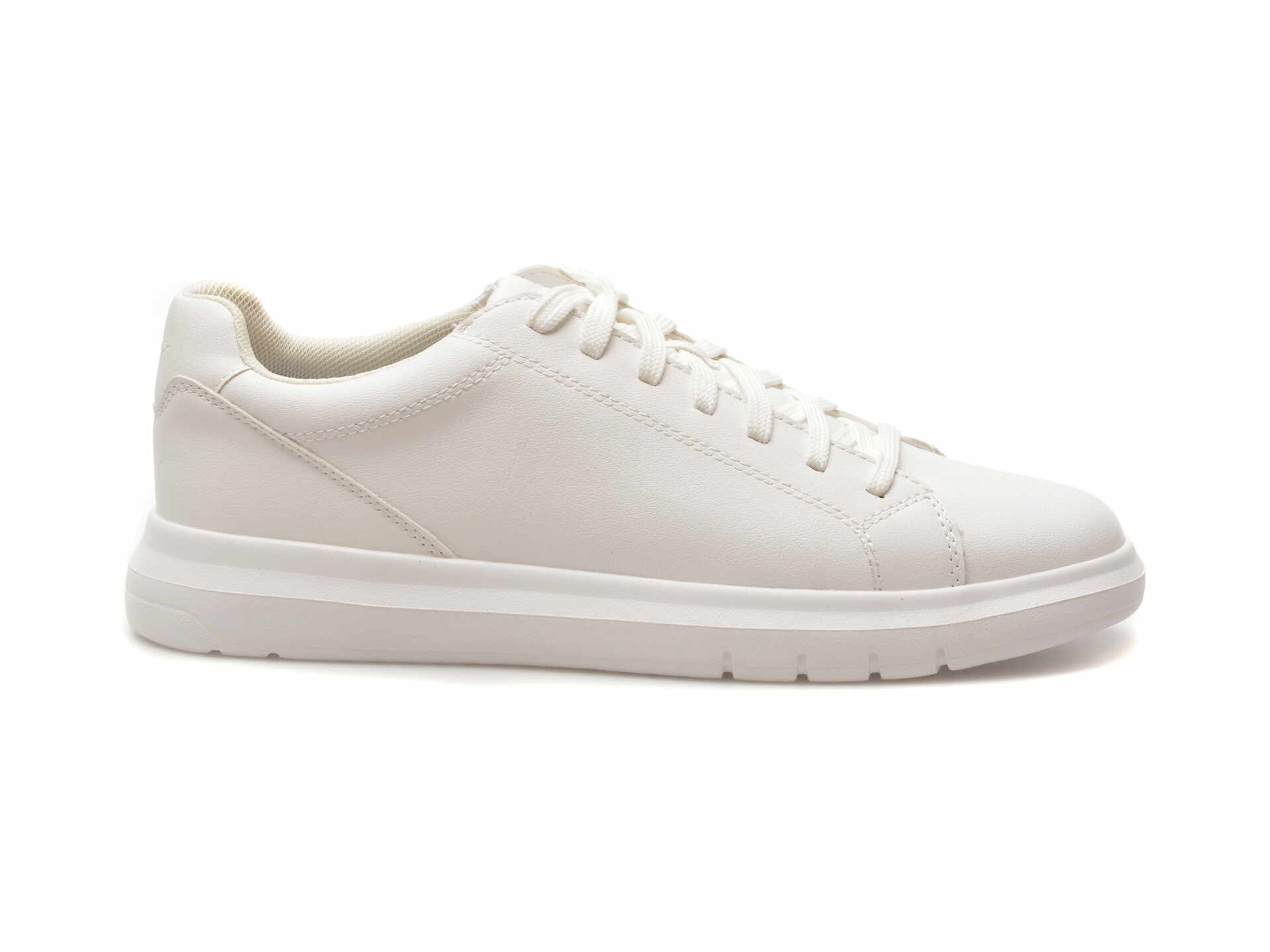 Pantofi casual GEOX albi, U45B3A, din piele ecologica