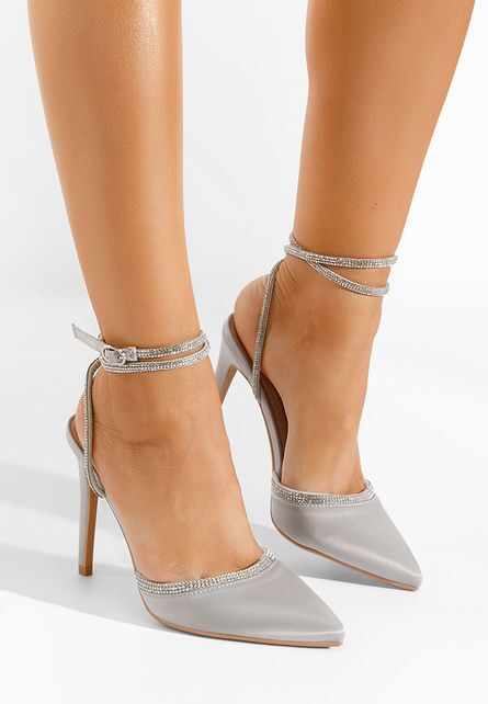 Pantofi stiletto Azaleea argintii