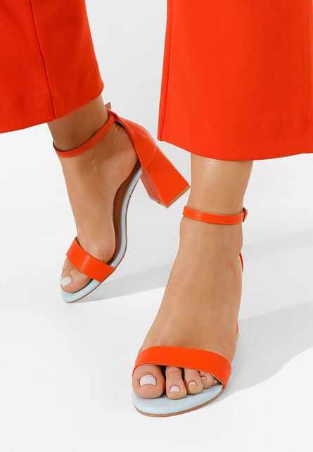 Sandale cu toc gros Vorona portocalii