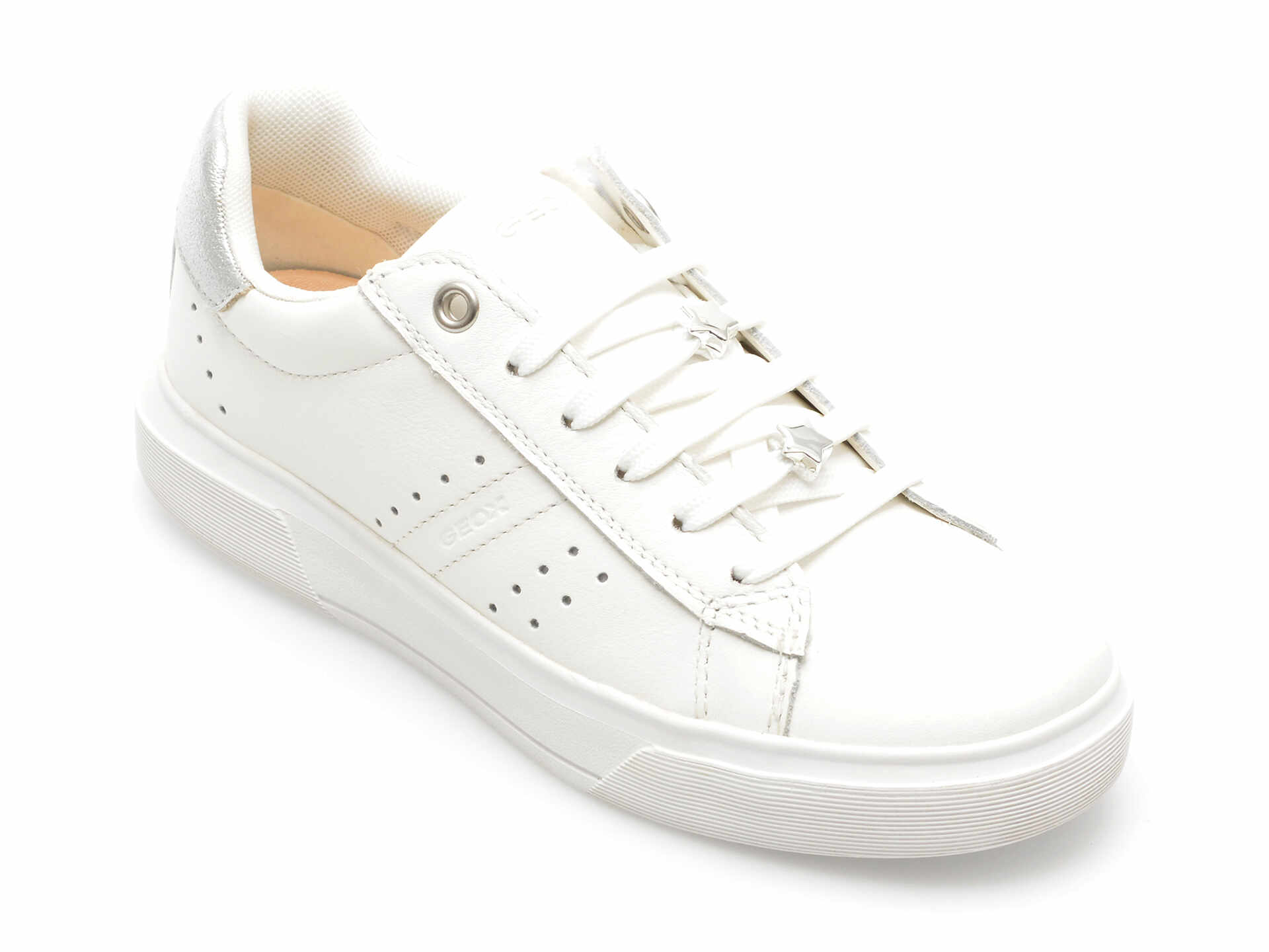 Pantofi GEOX albi, J45GCB, din piele naturala