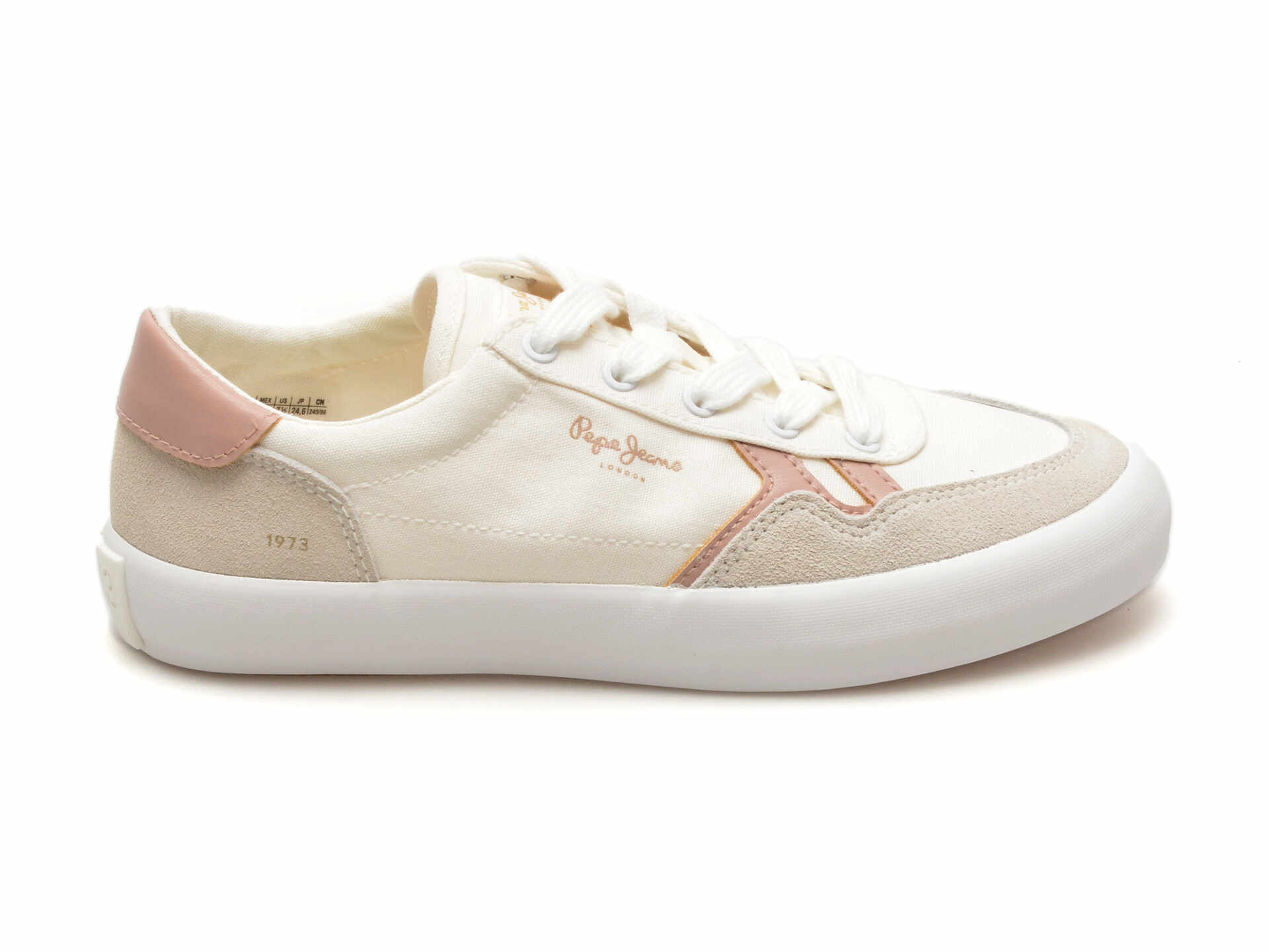 Pantofi PEPE JEANS albi, TRAVIS BRIT, din material textil