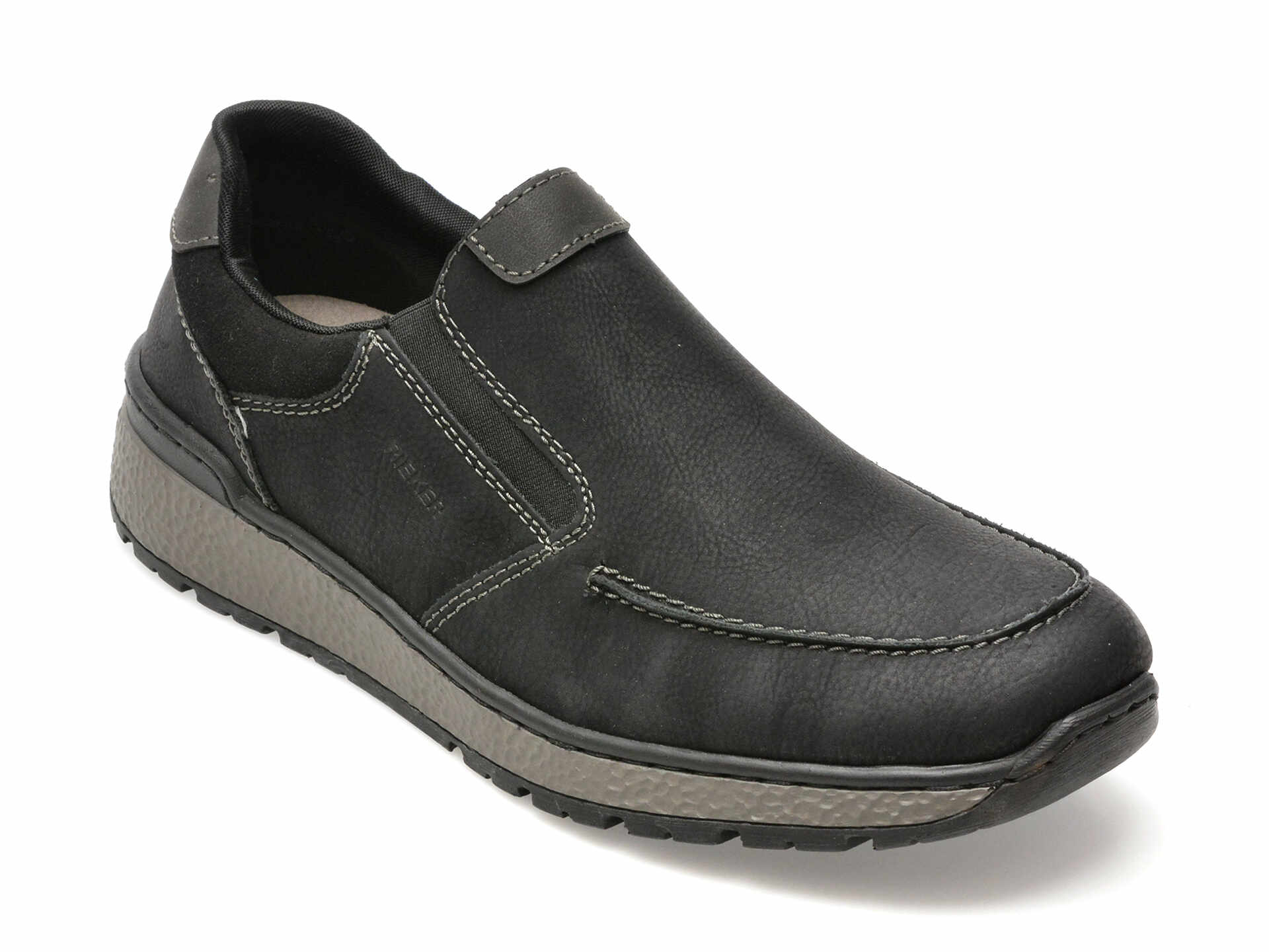 Pantofi RIEKER negri, B9062, din piele ecologica