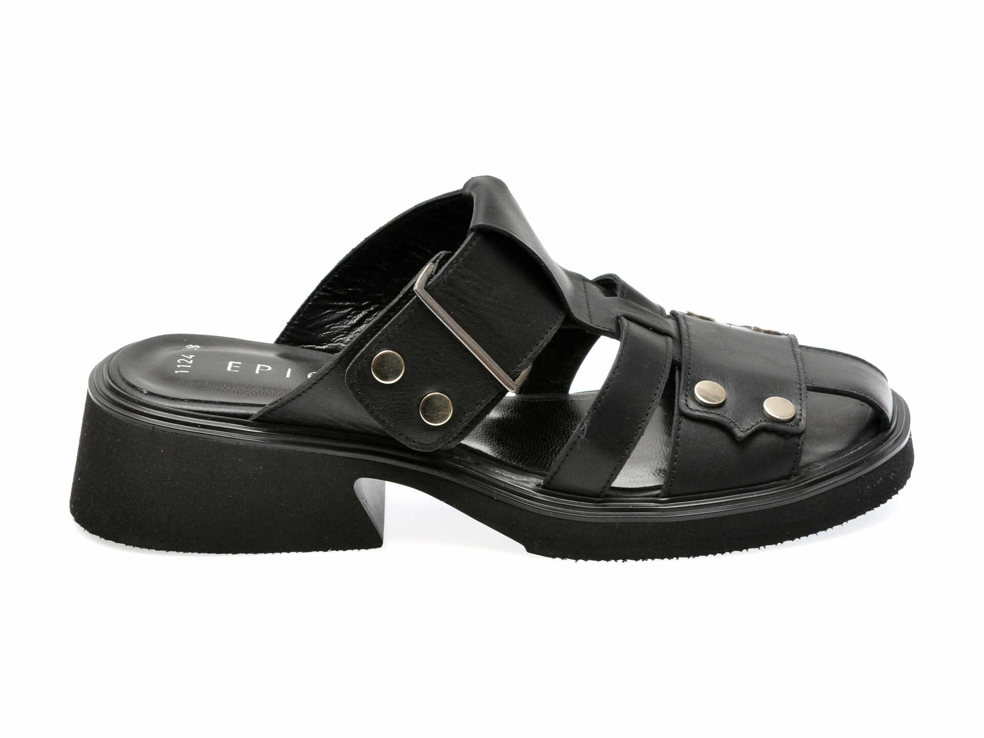 Papuci casual EPICA negri, 471124, din piele naturala
