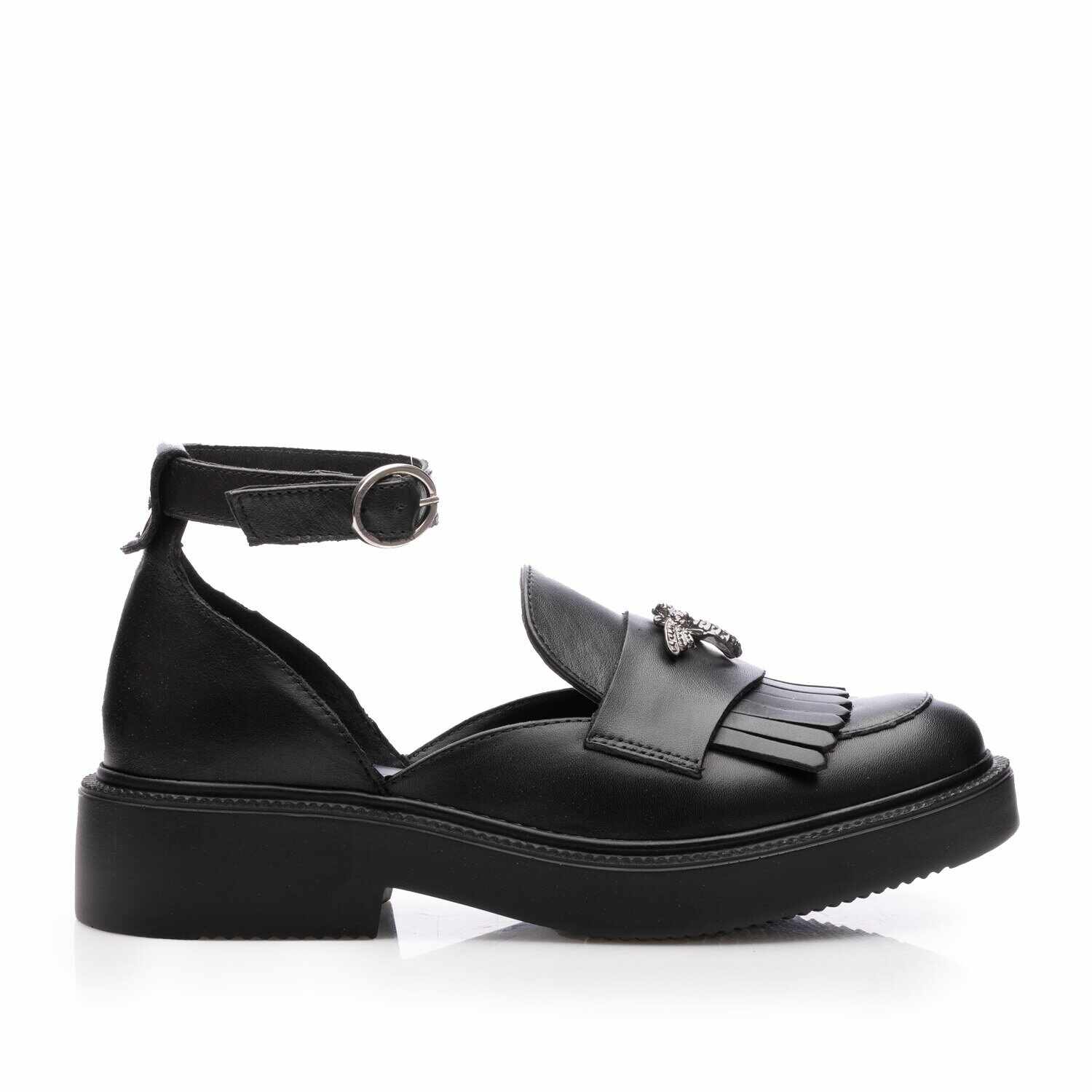 Pantofi casual damă din piele naturală,Leofex - 037 Negru Box