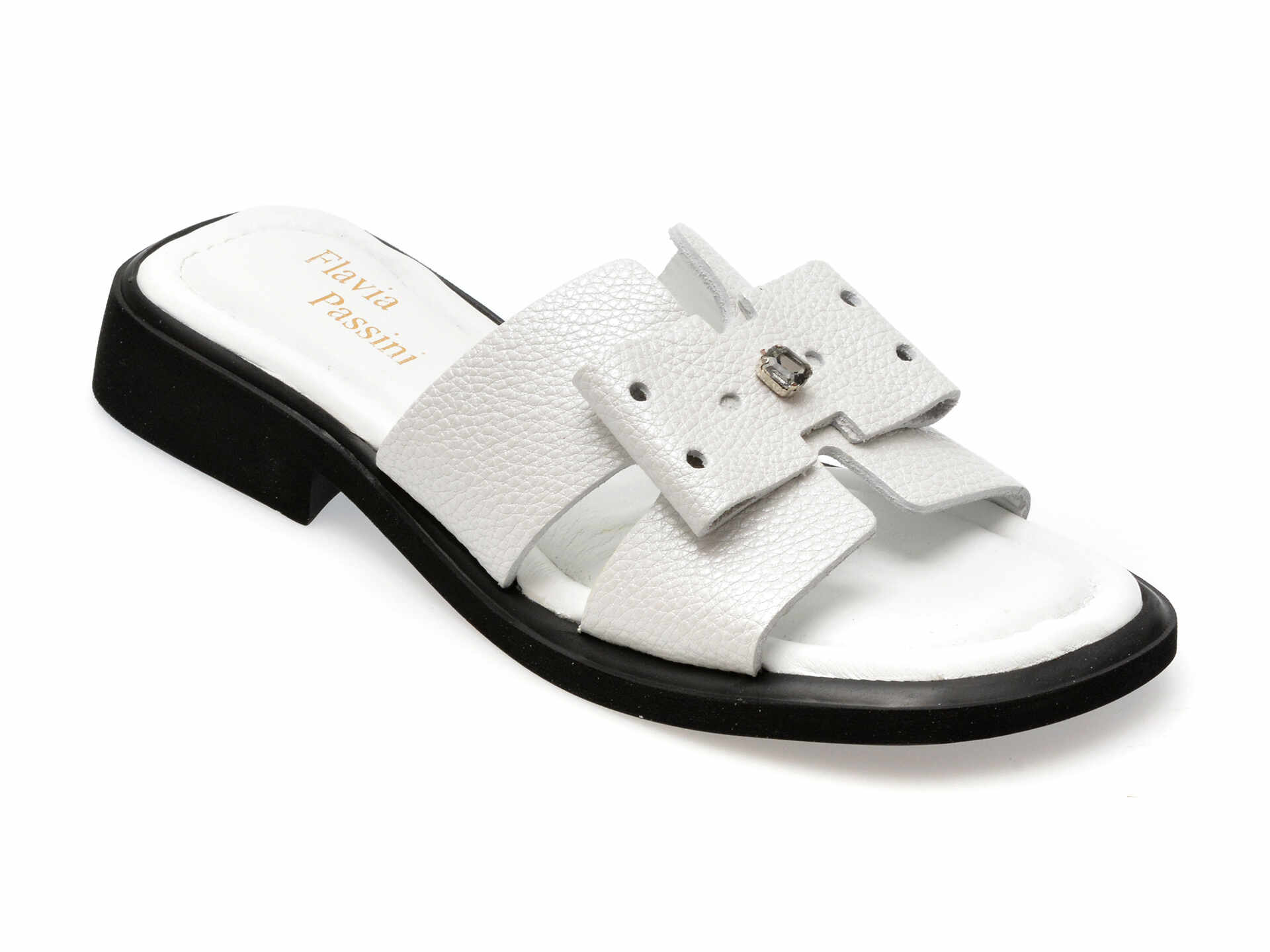 Papuci casual FLAVIA PASSINI albi, 3042068, din piele naturala