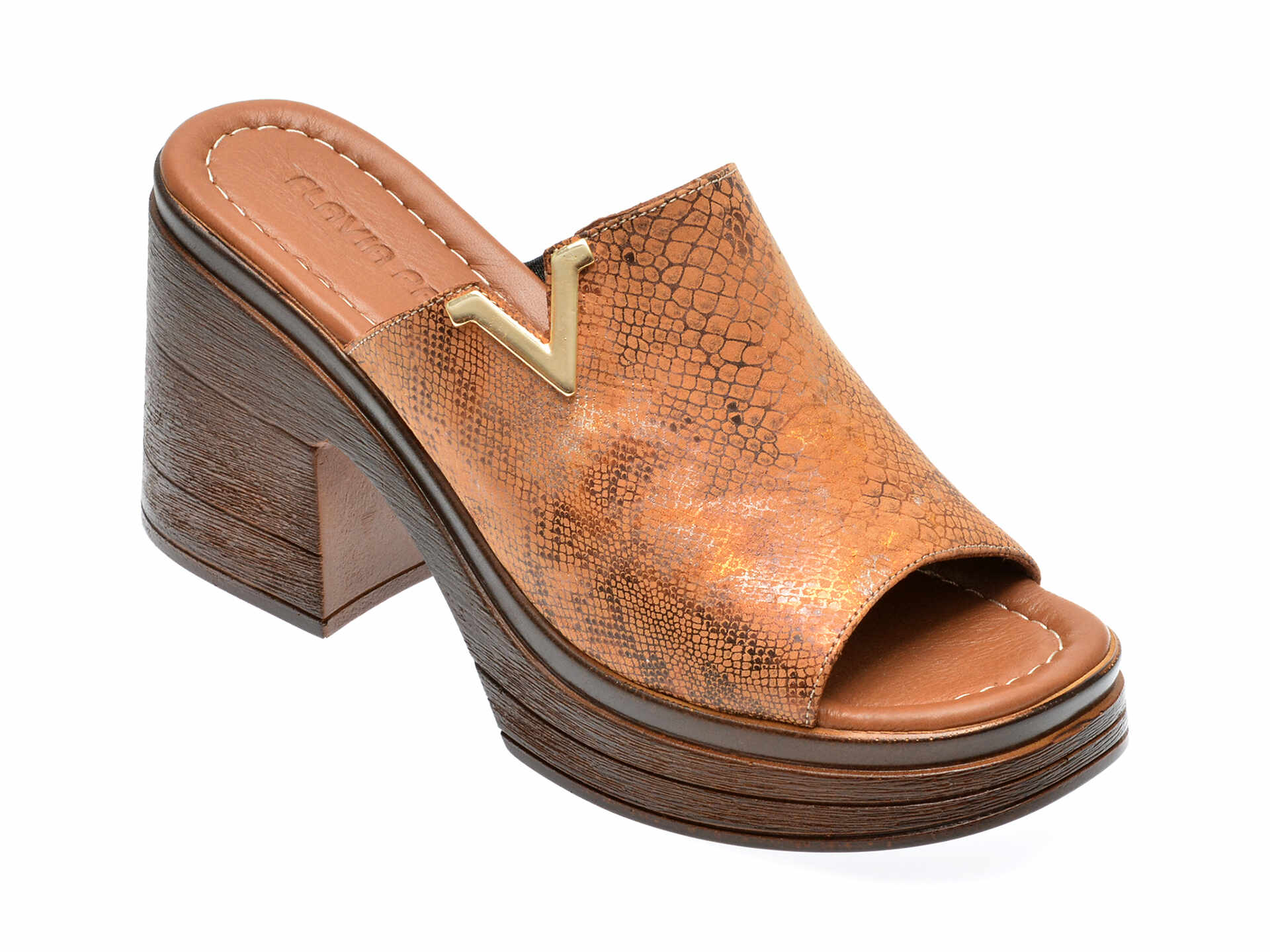 Papuci casual FLAVIA PASSINI maro, 140761, din piele naturala