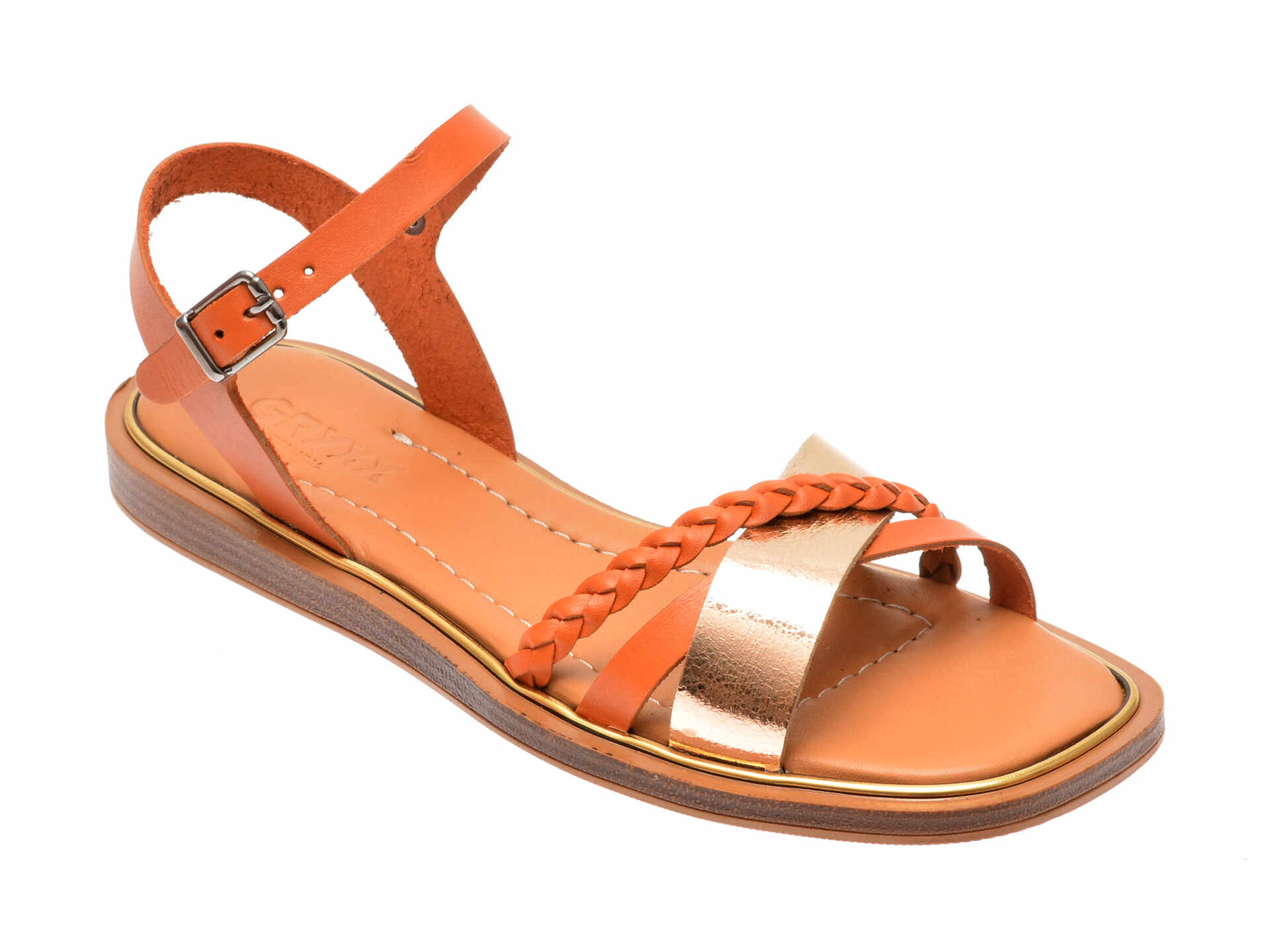 Sandale casual GRYXX portocalii, 11507, din piele naturala