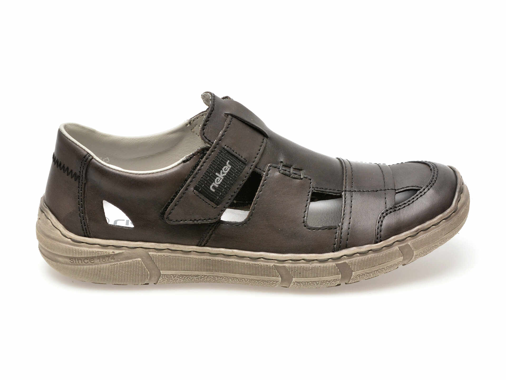 Pantofi casual RIEKER negri, 4050, din piele naturala