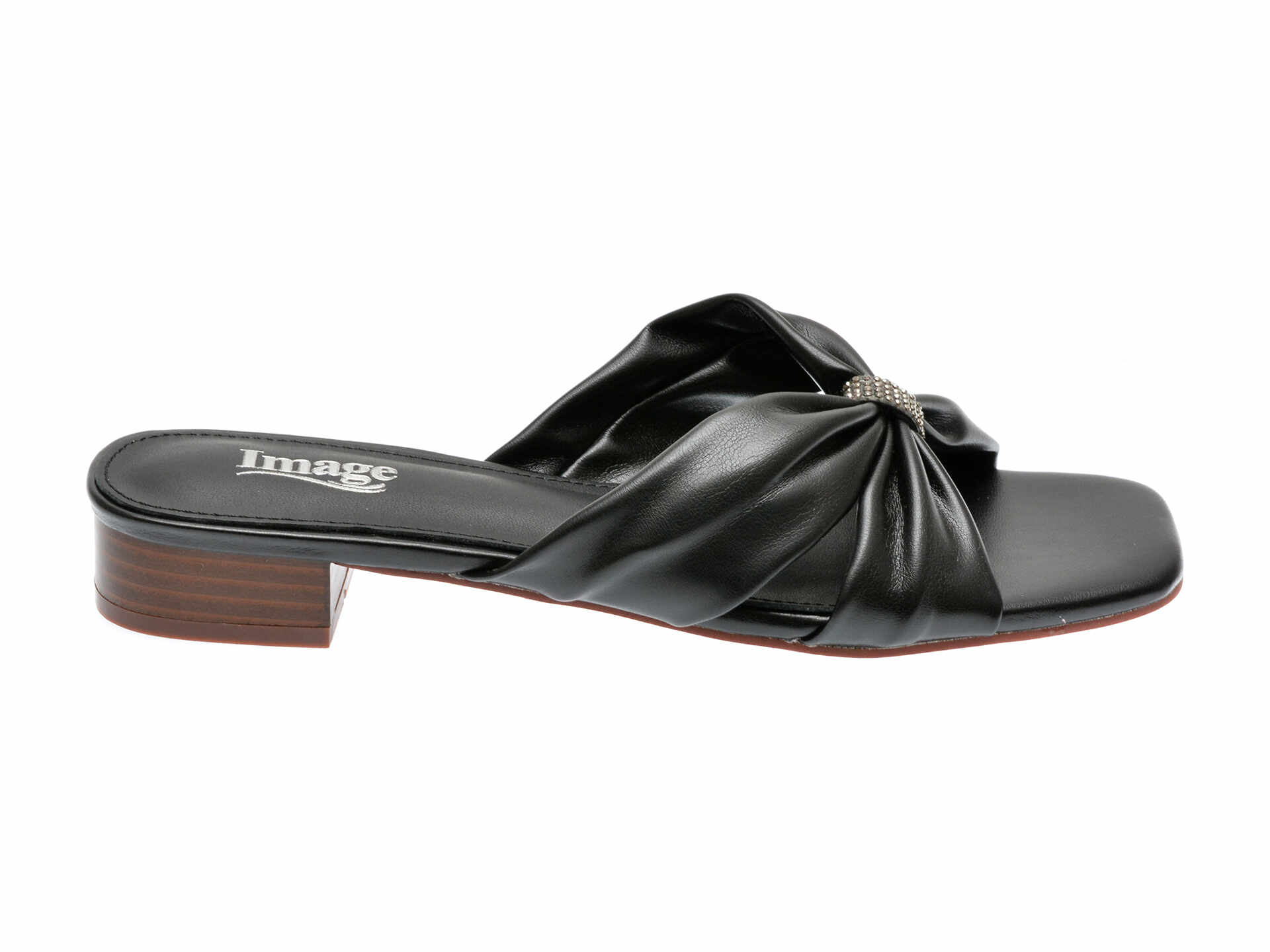 Papuci casual IMAGE negri, 110717, din piele ecologica