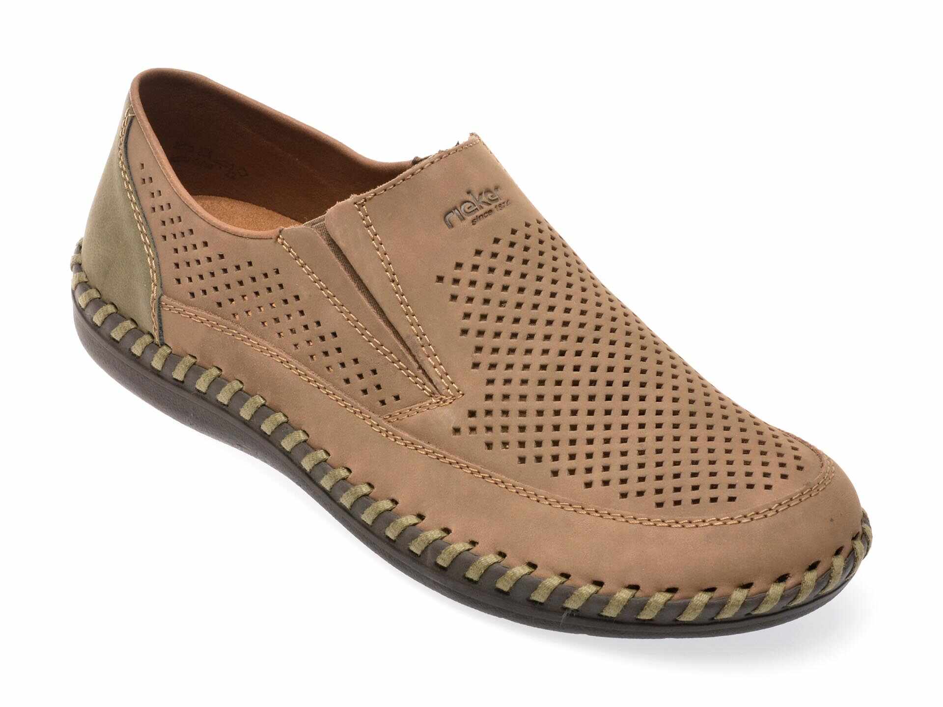 Pantofi casual RIEKER maro, B2464, din piele naturala