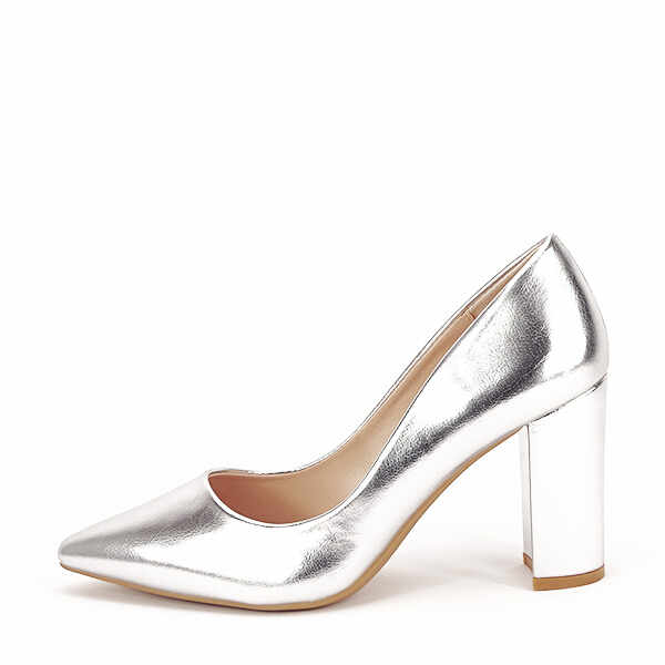 Pantofi argintii office eleganti Anca 01
