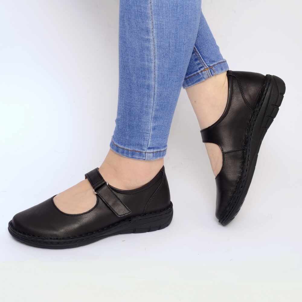 Pantofi confortabili din piele naturala Dalia Negru
